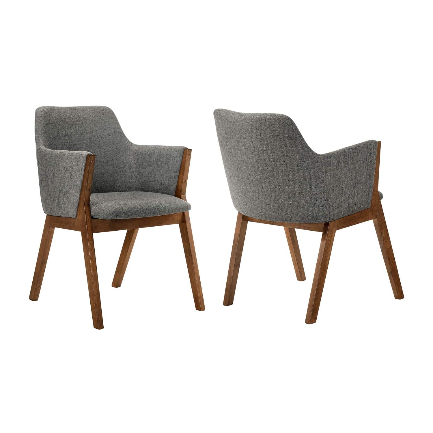 Armen Living Renzo 18" Wood Dining Side Chairs in Charcoal/Walnut (Set of 2)