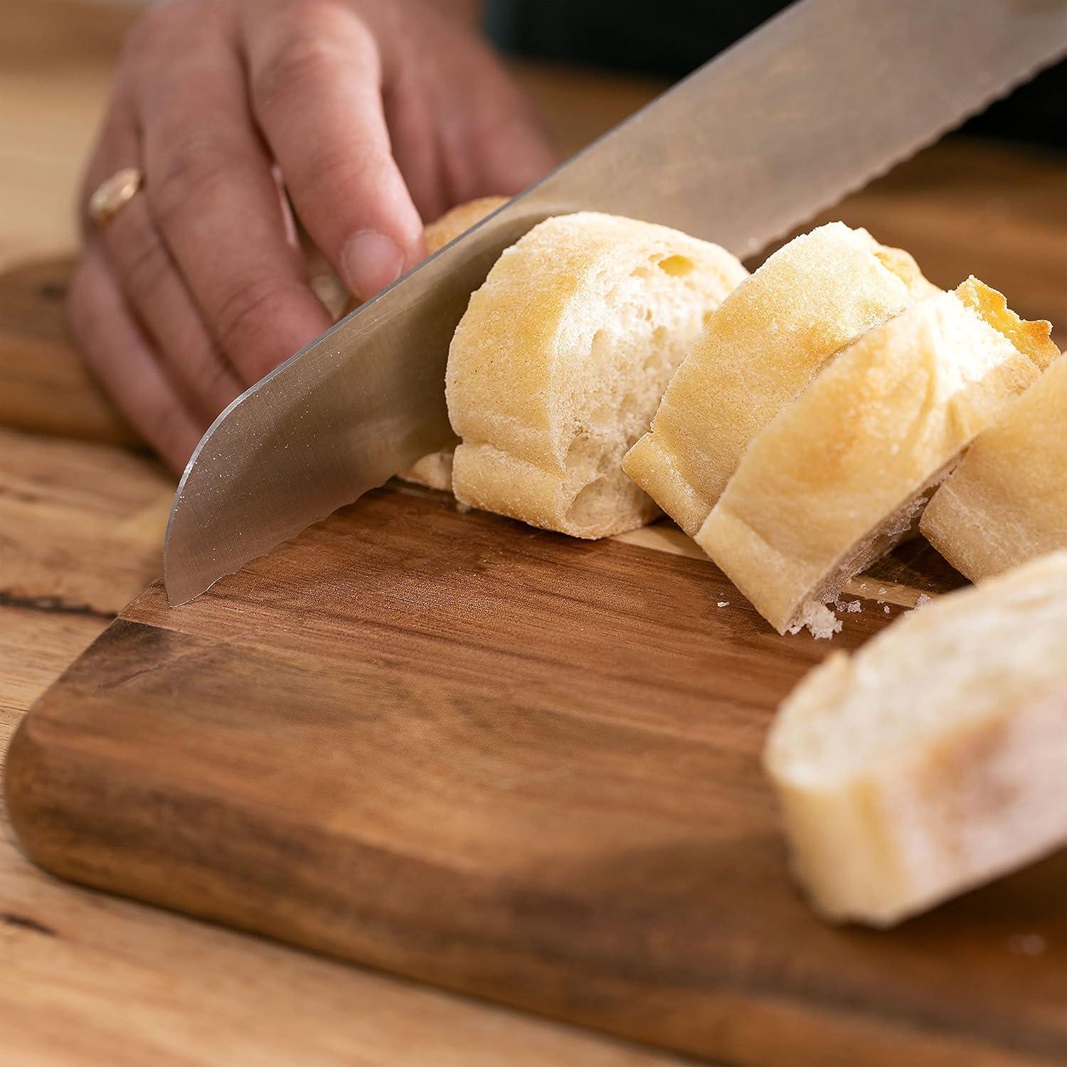 Acacia Wood Rectangular Bread and Serving Board with Handle