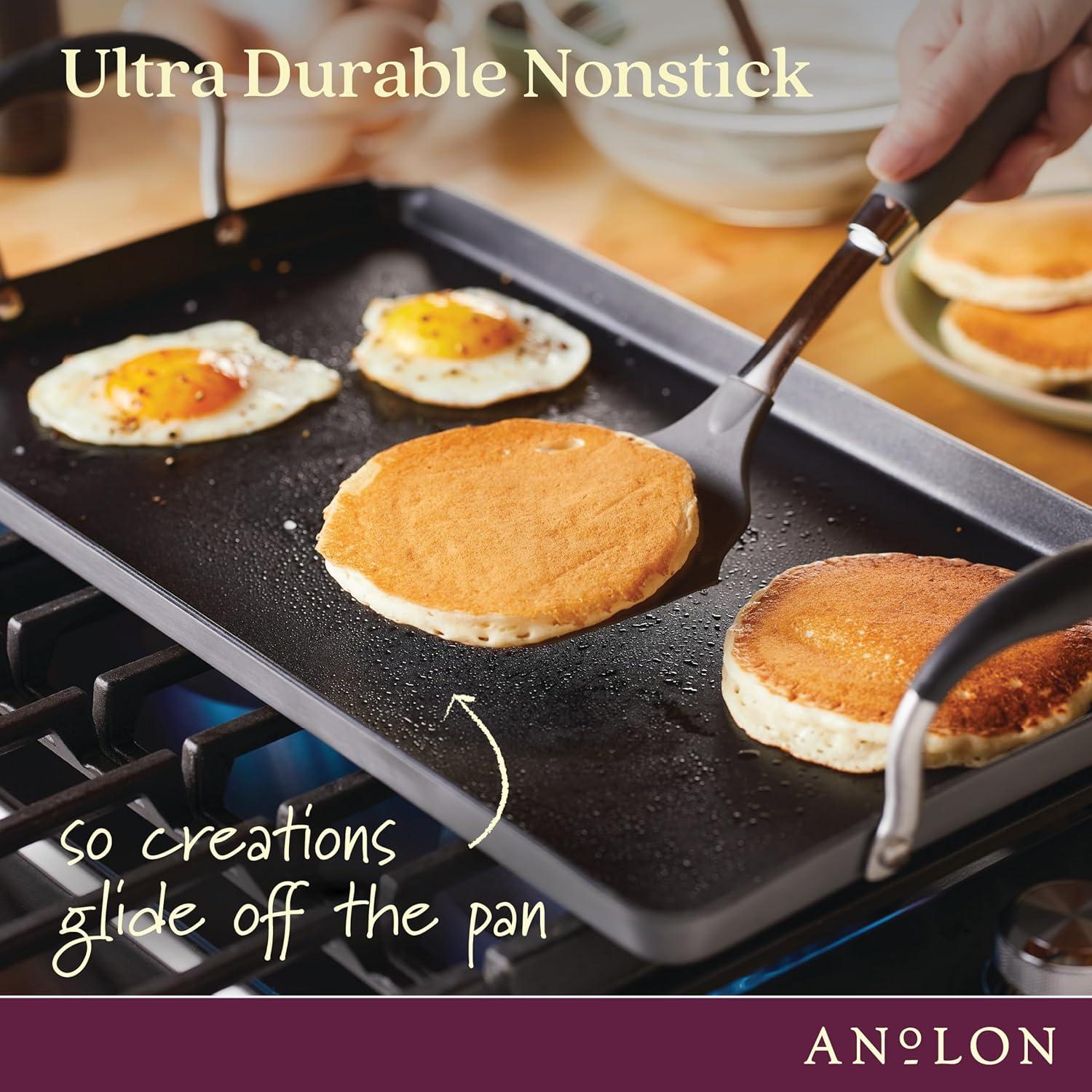 Anolon Advanced Home Hard Anodized Nonstick Double Burner Griddle, 10 Inch X 18 Inch
