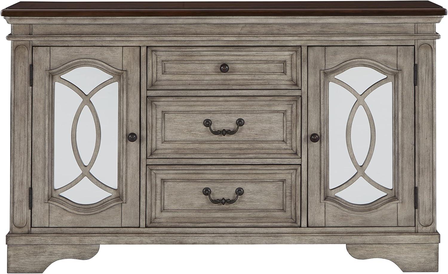 Ashley Furniture Lodenbay Wood Dining Server in Gray and Dark Brown