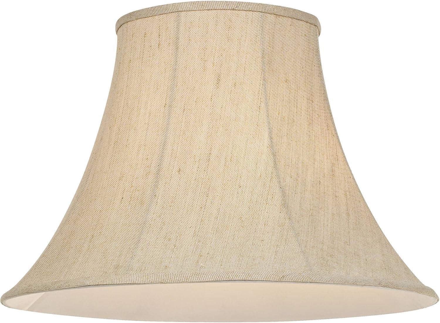 Springcrest Set of 2 Bell Lamp Shades Beige Large 9" Top x 19" Bottom x 12.5" High Spider with Replacement Harp and Finial Fitting