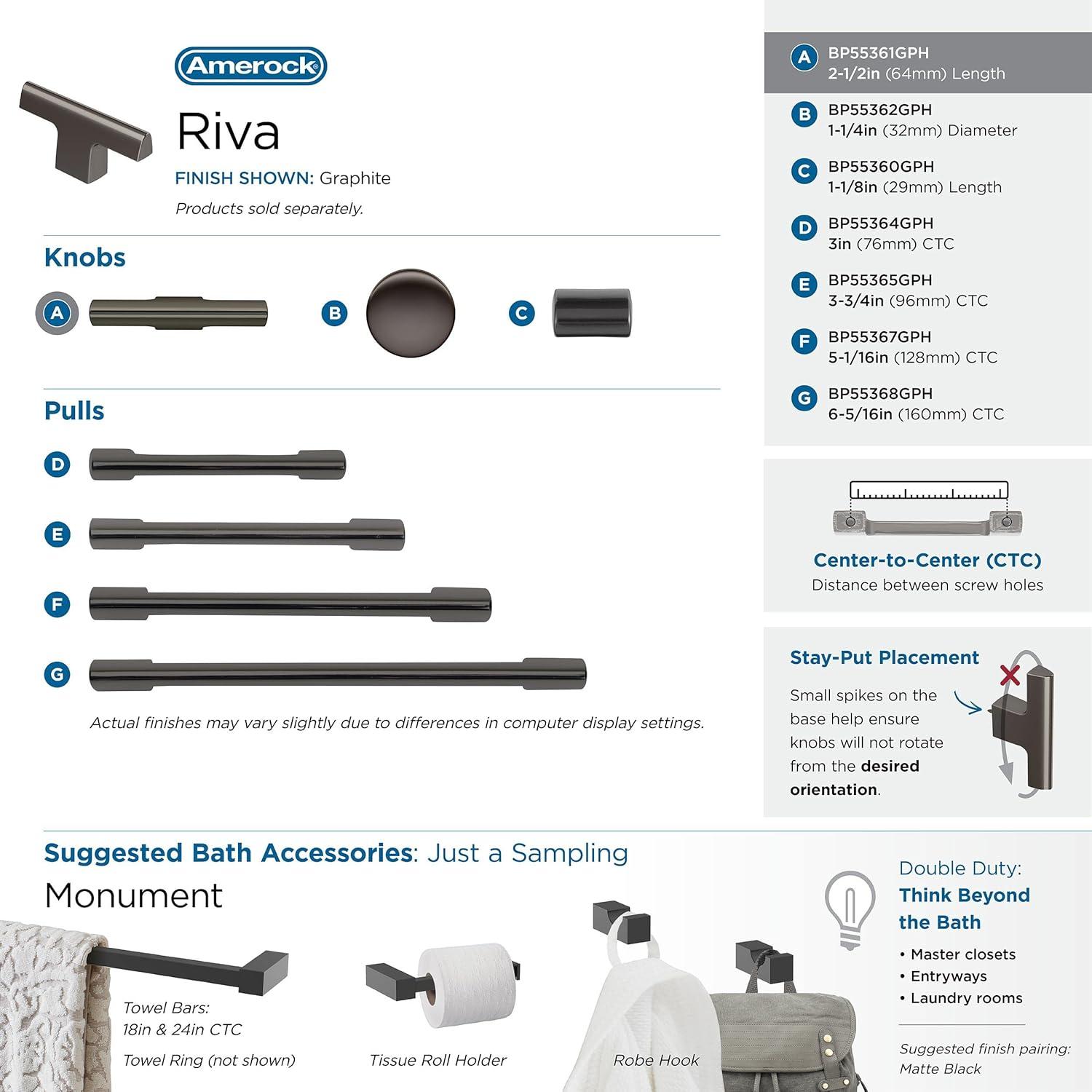 Riva 2 1/2" Length Bar Knob