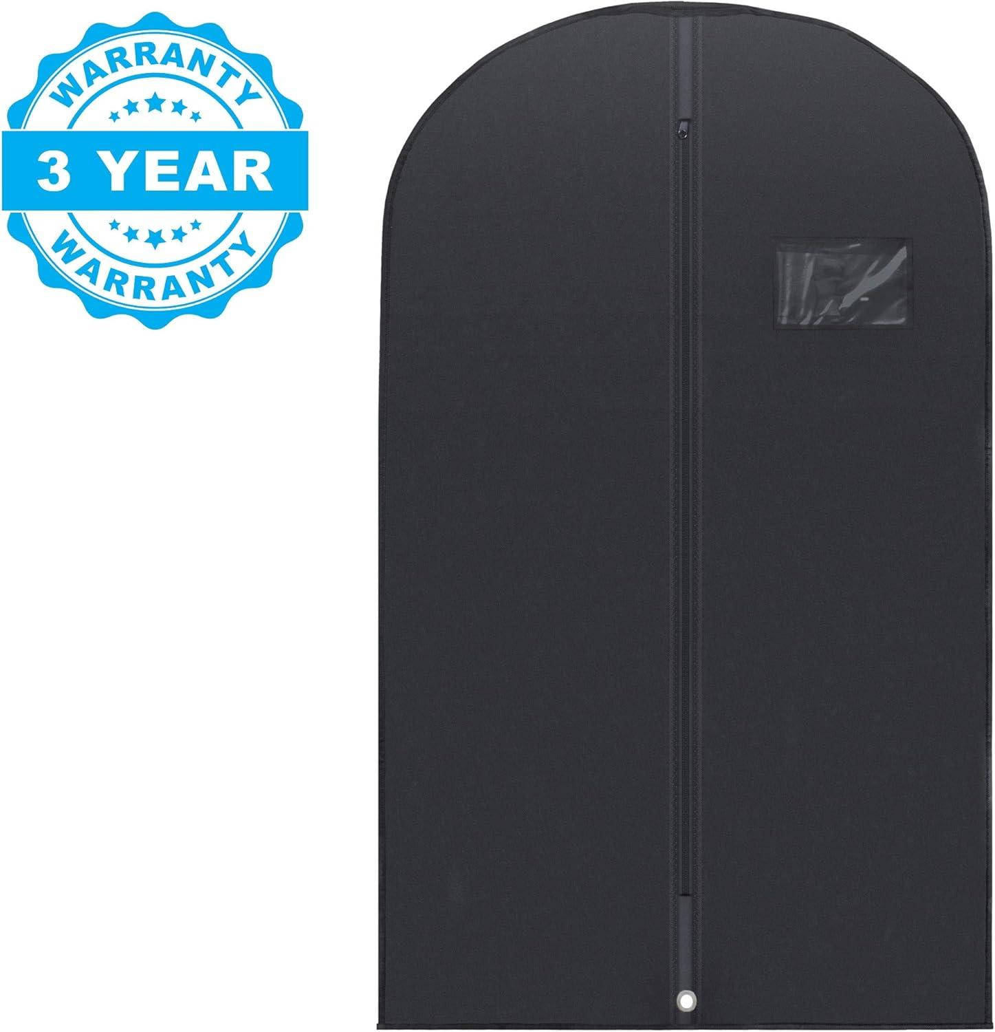 Plixio 40" Black Garment Bags Suit Bag for Travel & Clothing Storage of Dresses, Shirts, Fur Coats, Dance Costumes - Hanging Suit Storage (10 Pack)