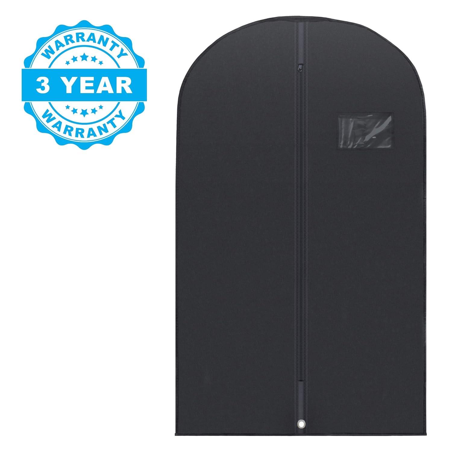 Plixio 40" Black Garment Bags Suit Bag for Travel & Clothing Storage of Dresses, Shirts, Fur Coats, Dance Costumes - Hanging Suit Storage (10 Pack)