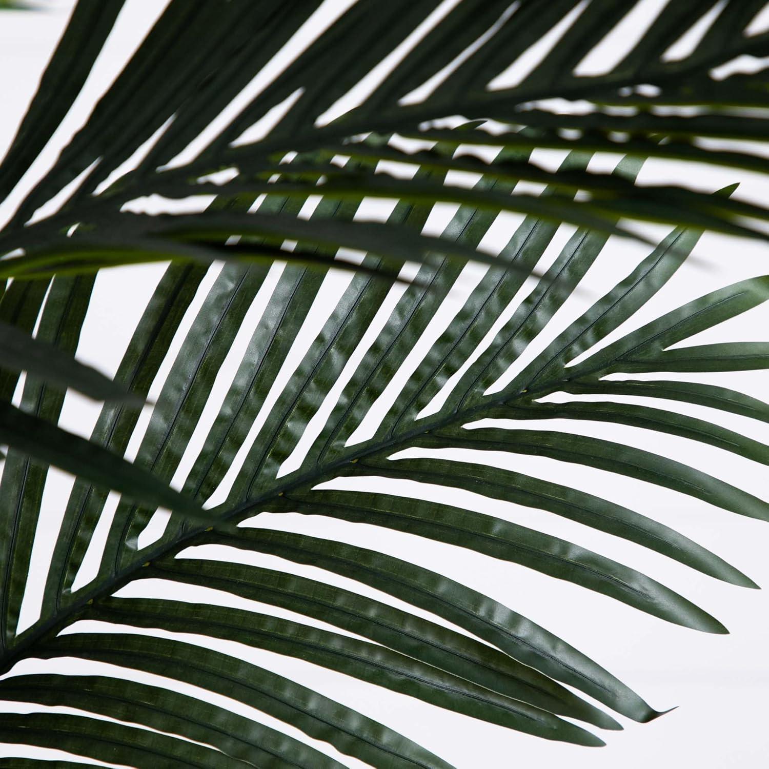 Nearly Natural 8ft. Golden Cane Artificial Palm Tree in Handmade Natural Cotton Planter