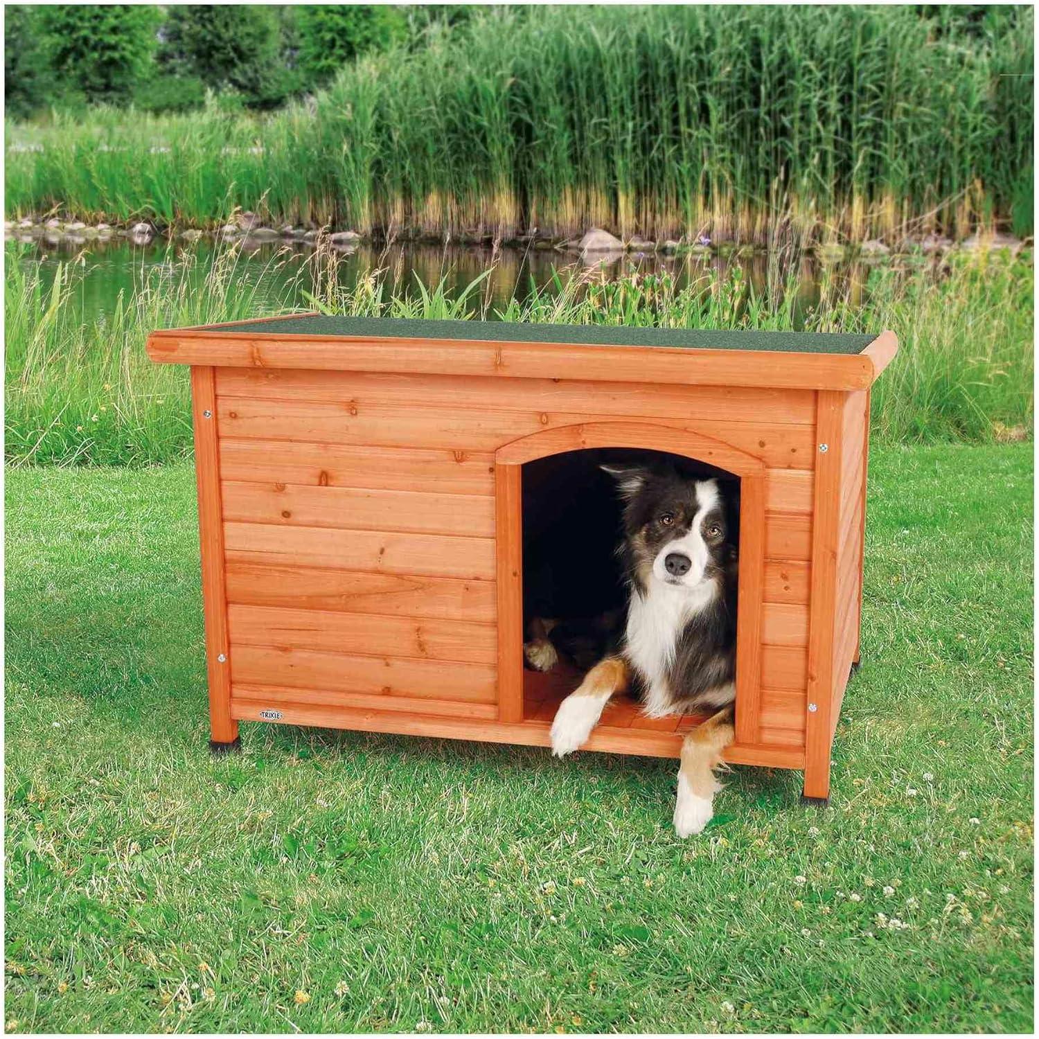 TRIXIE TRIXIE natura Classic Dog House, Flat Hinged Roof, Adjustable Legs, Elevated Pet Shelter