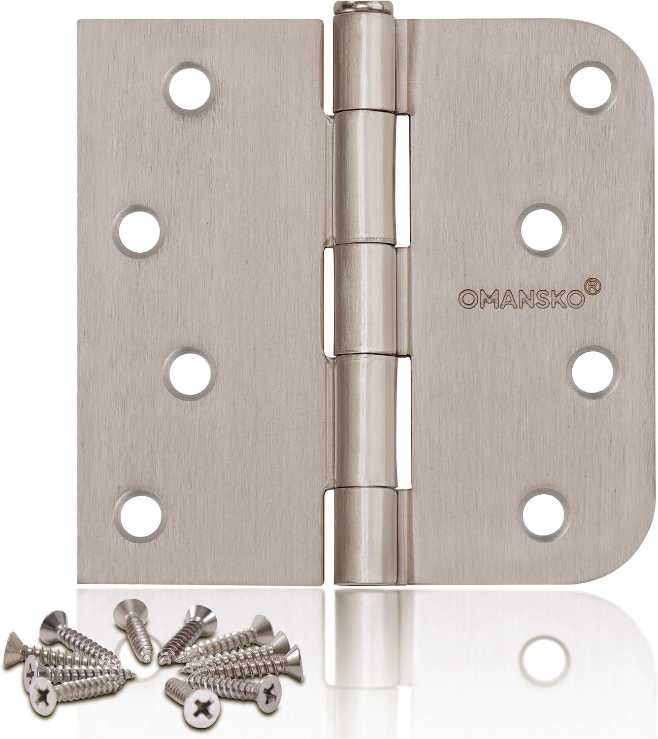 18-Pack Satin Nickel 4" x 4" Rounded Door Hinges