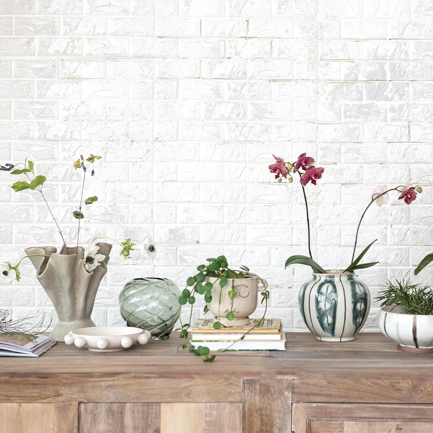 Cream Ceramic Stoneware Bowl with Decorative Orbs