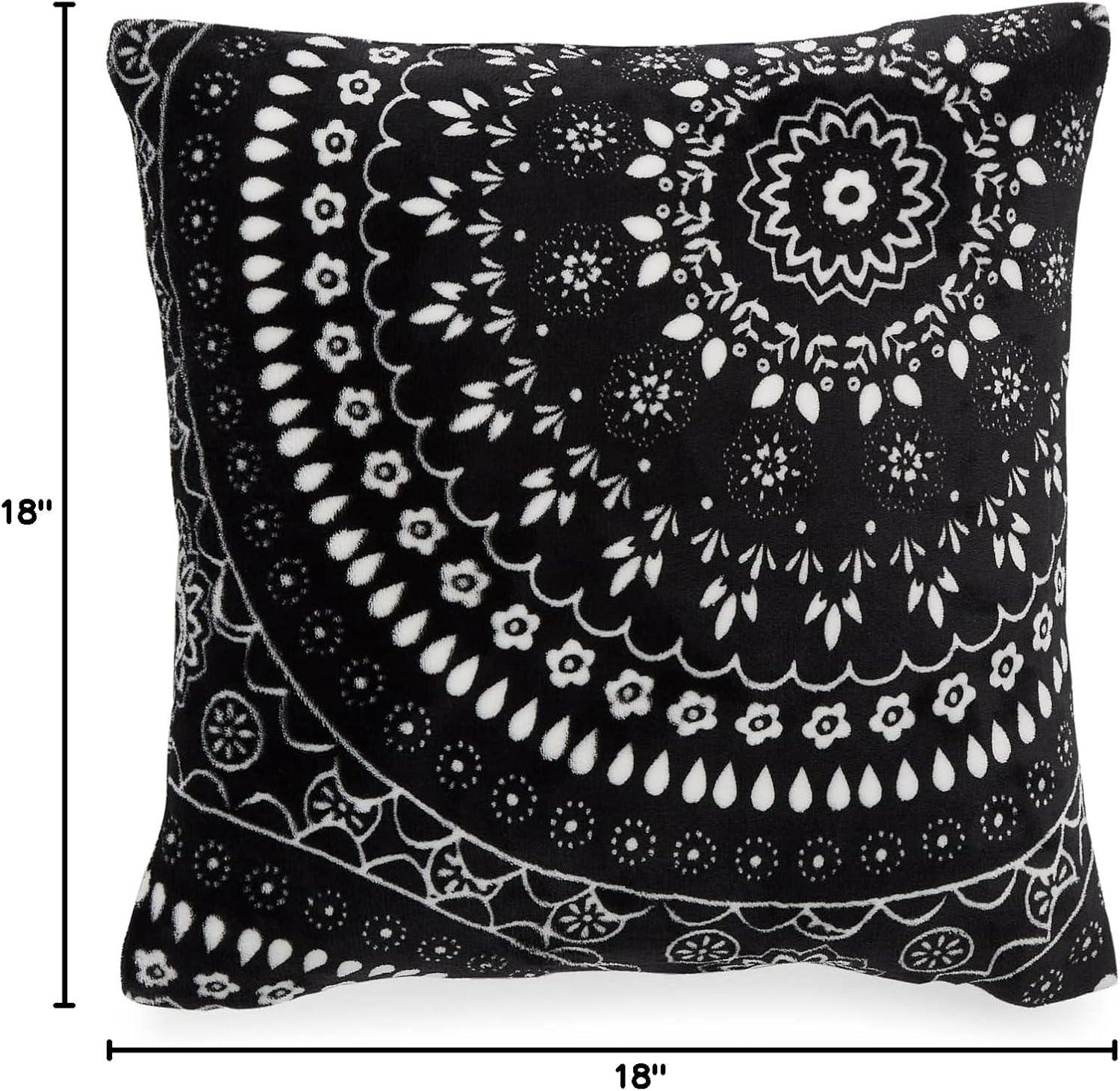 Vera Bradley Women's Decorative Throw Pillow With Removeable Hypoallergenic Insert, Black Bandana Medallion, One Size