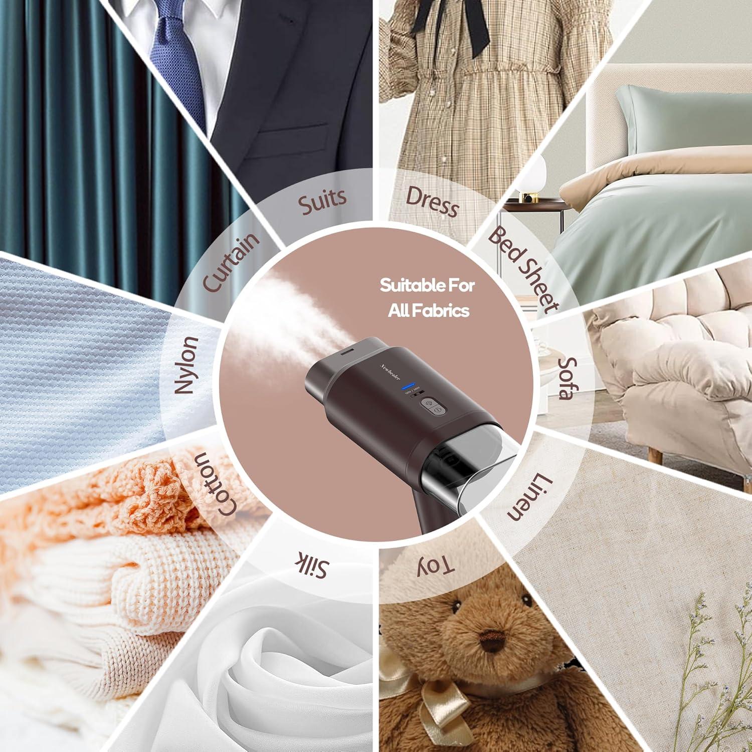 Newbealer Newbealer Travel Garment Steamer,100V-240V Handheld Powerful Steamer for Clothes,2 Adjustment Steaming,Self-cleaning,Brown