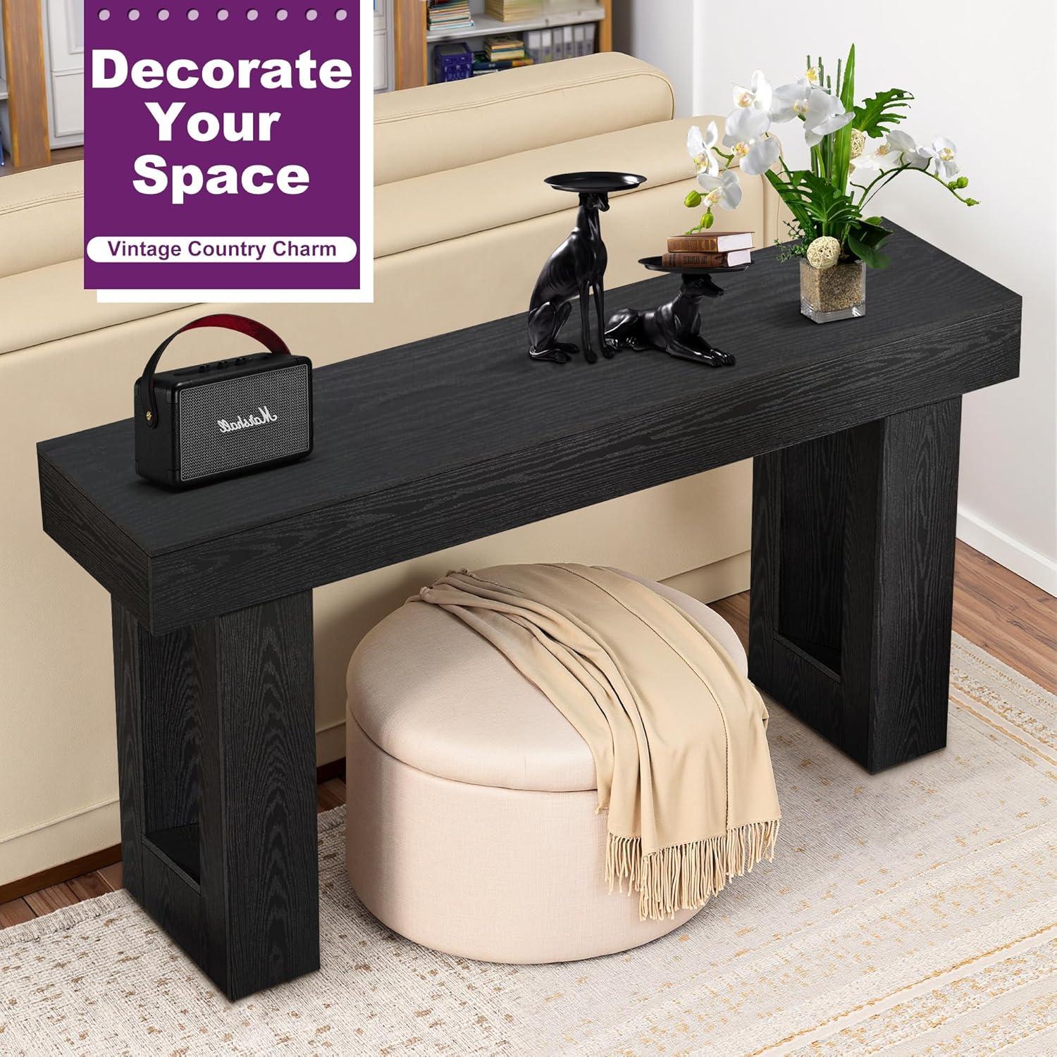 GIODIR 63 Inch Long Console Table, Rustic Wooden Sofa Table Behind Couch, Farmhouse Entryway Table, Industrial Accent Furniture For Entrance, Foyer, Hallway, Living Room