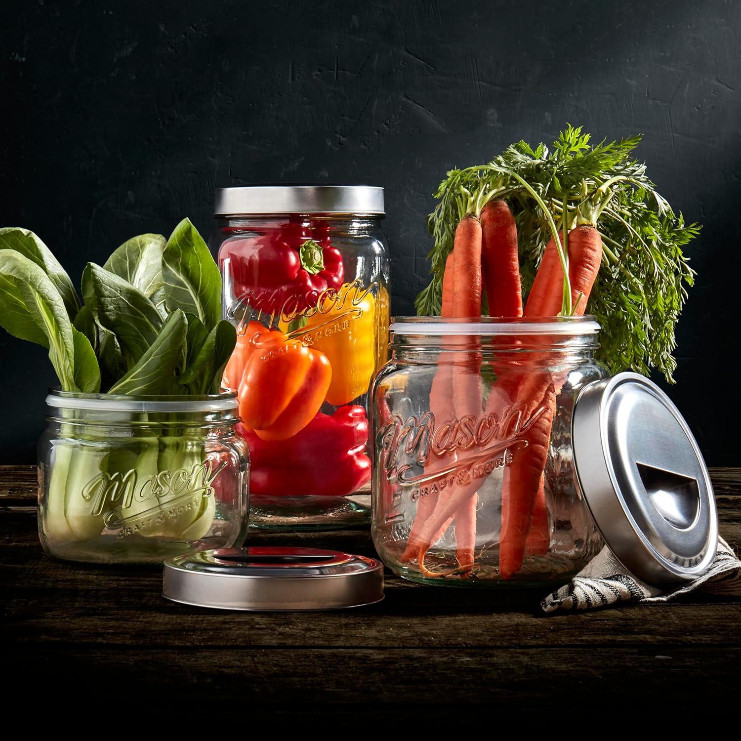 Mason Craft & More Vintage Storage Jars Glass Canister - Set of 3