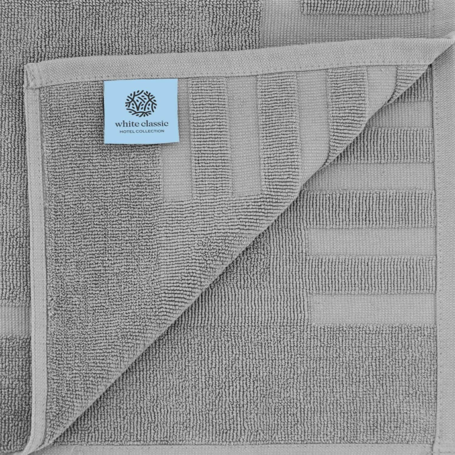 White Classic Cotton Bath Mat Floor Towel [Not a Rug] 2-Pack - 22x34"  Light-Grey