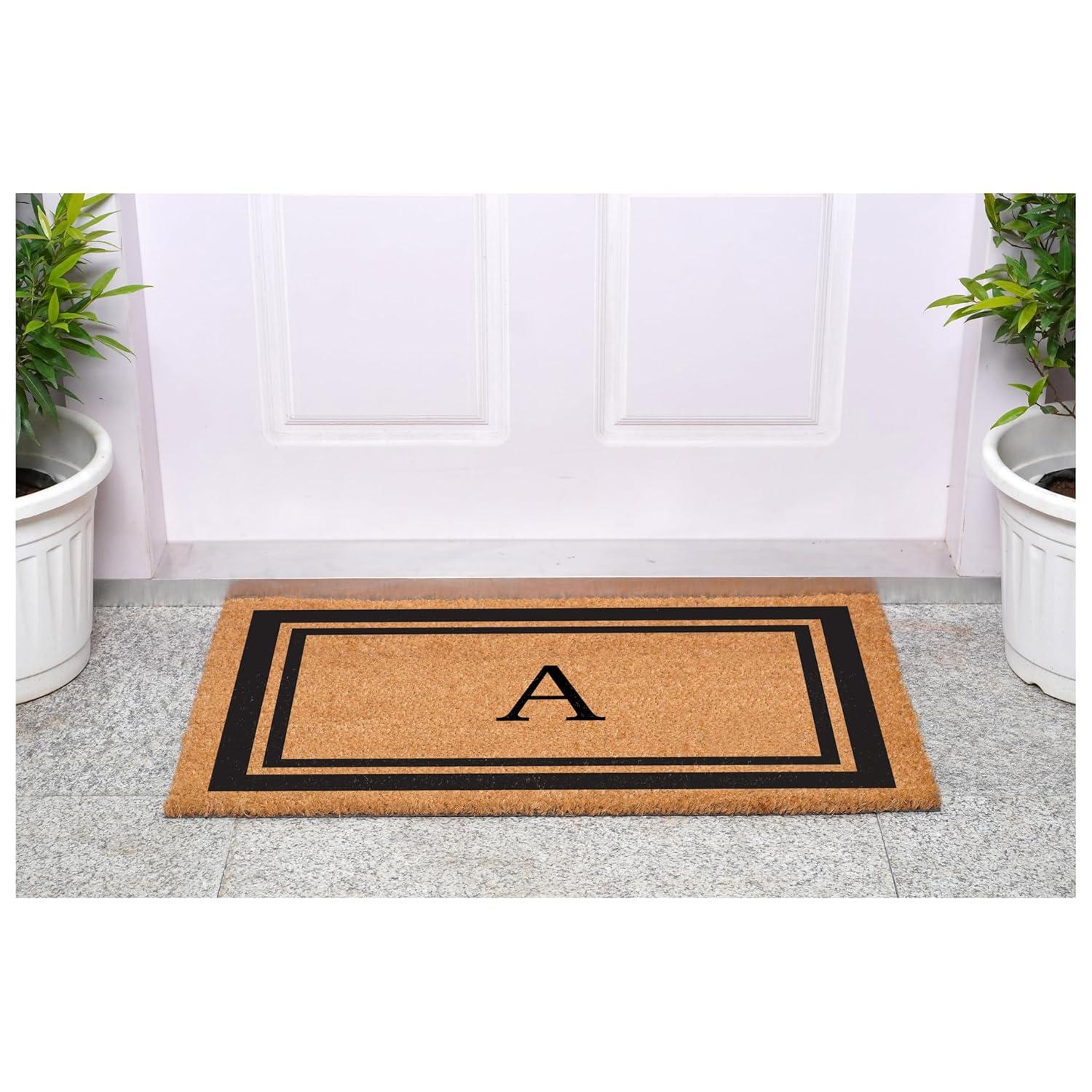 Calloway Mills Black Border 24" x 36" Monogram Outdoor Doormat (Letter A)
