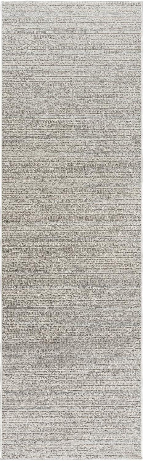 Gertmenian Missha Dario Modern Striped Cream Gray Polyester Indoor Area Rug, 2x6