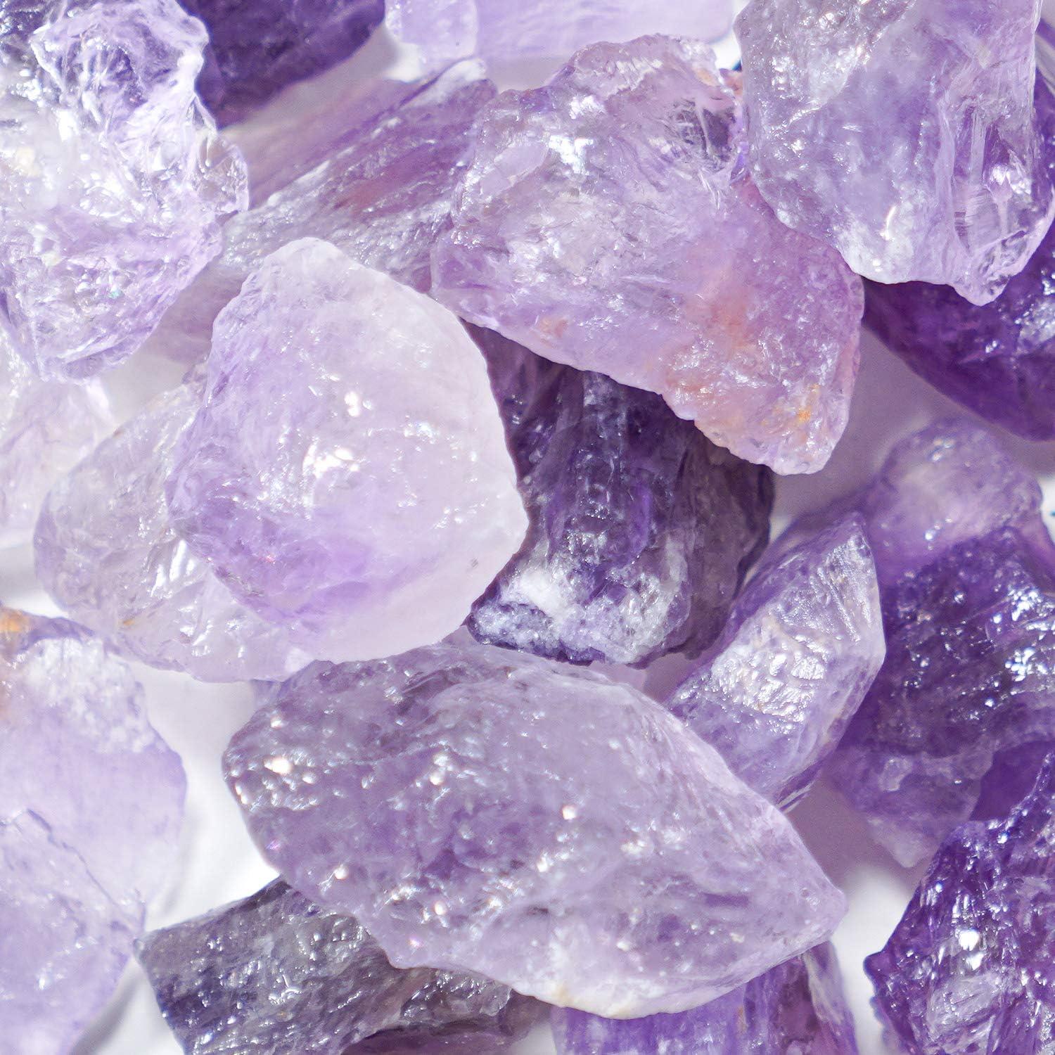 Crystal Allies Materials: 1lb Bulk Rough Amethyst Quartz Stones from Madagascar - Large 1" Raw Natural Crystals for Cabbing, Cutting, Lapidary, Tumbling, and Polishing