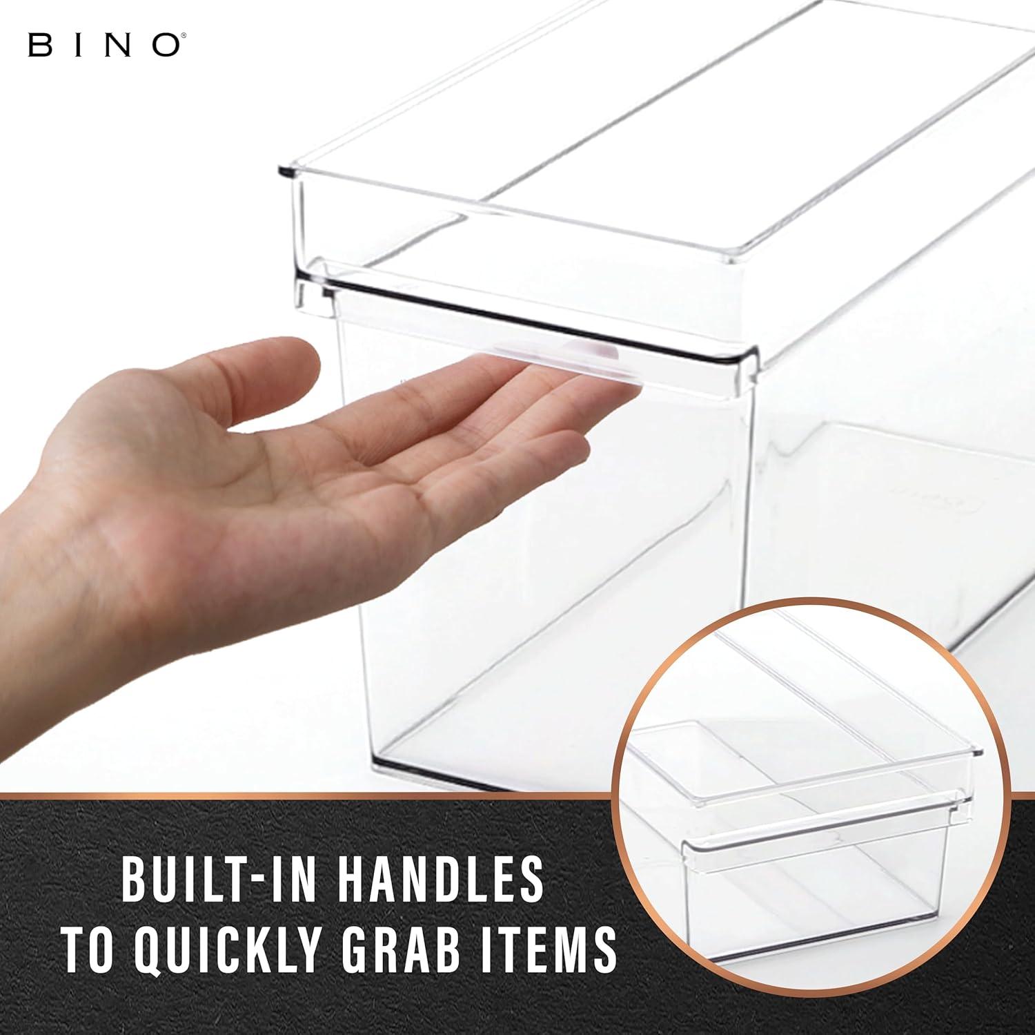 MAXAYA Bino | Plastic Storage Bins, Small | The Handler Collection | Multipurpose Organizer Bins | Kitchen Pantry Organizers And Storage | Clear Containers For Organizing Home | Freezer Organizer