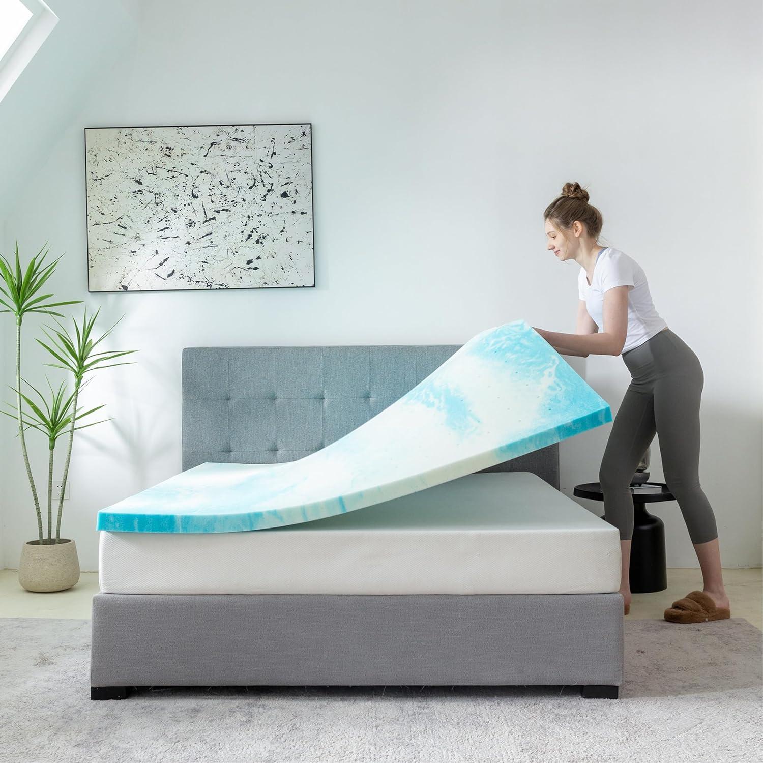 Twin Gel-Infused Memory Foam Cooling Mattress Topper