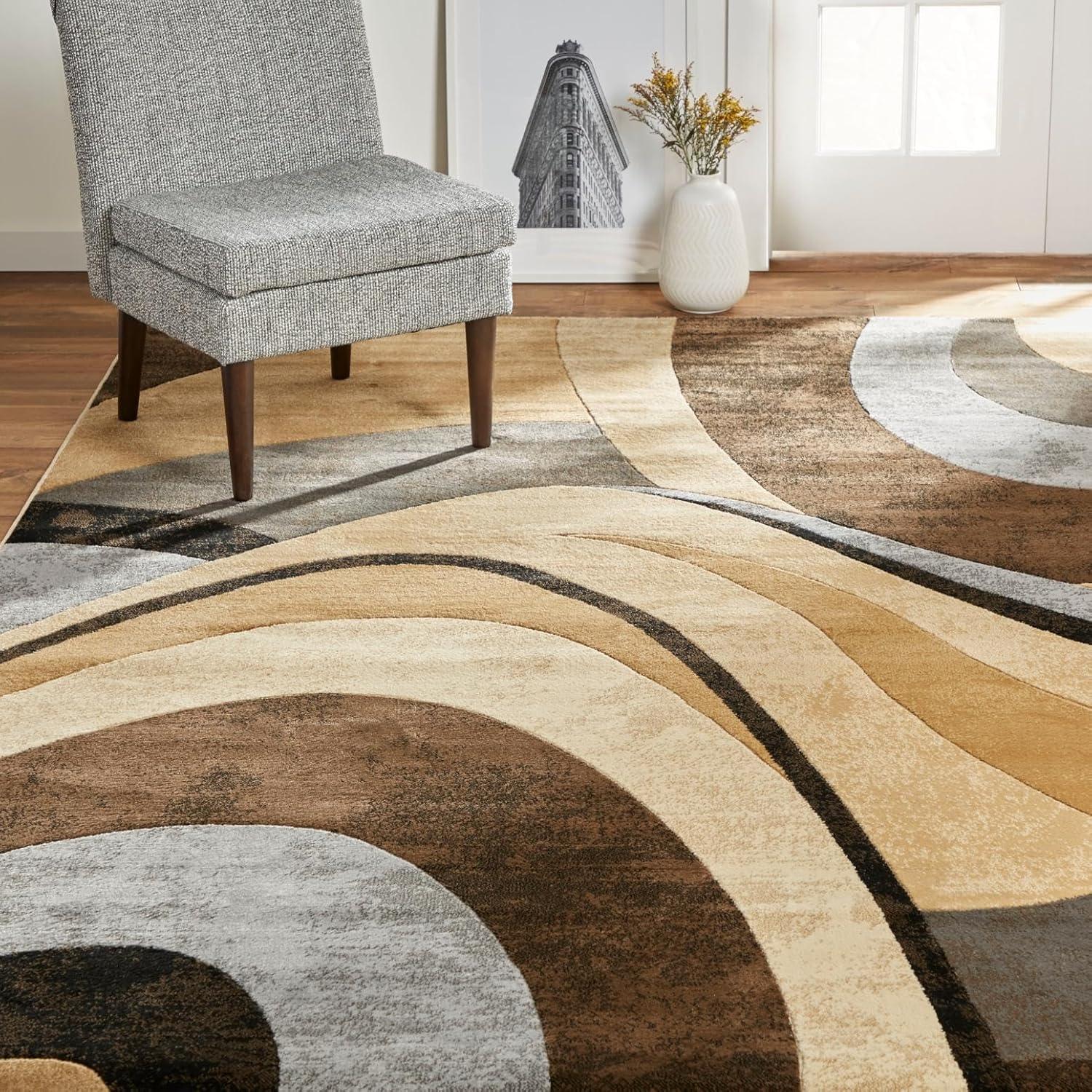 Home Dynamix Slade Contemporary Abstract Area Rug, Brown/Grey, 7'10"x10'6"