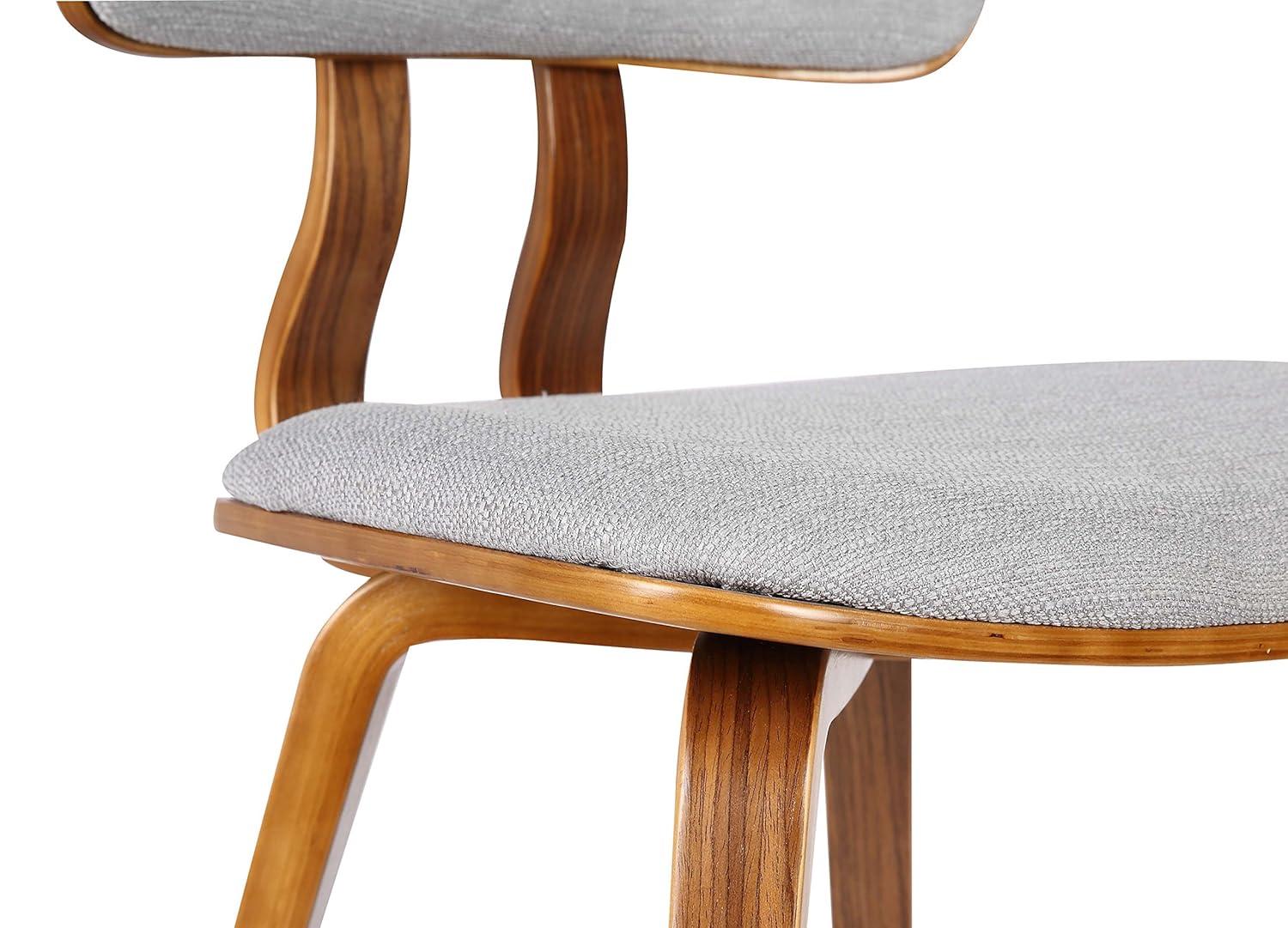 Jaguar Mid-Century Modern Kitchen Dining Table Accent Chair in Walnut Wood and Gray Fabric