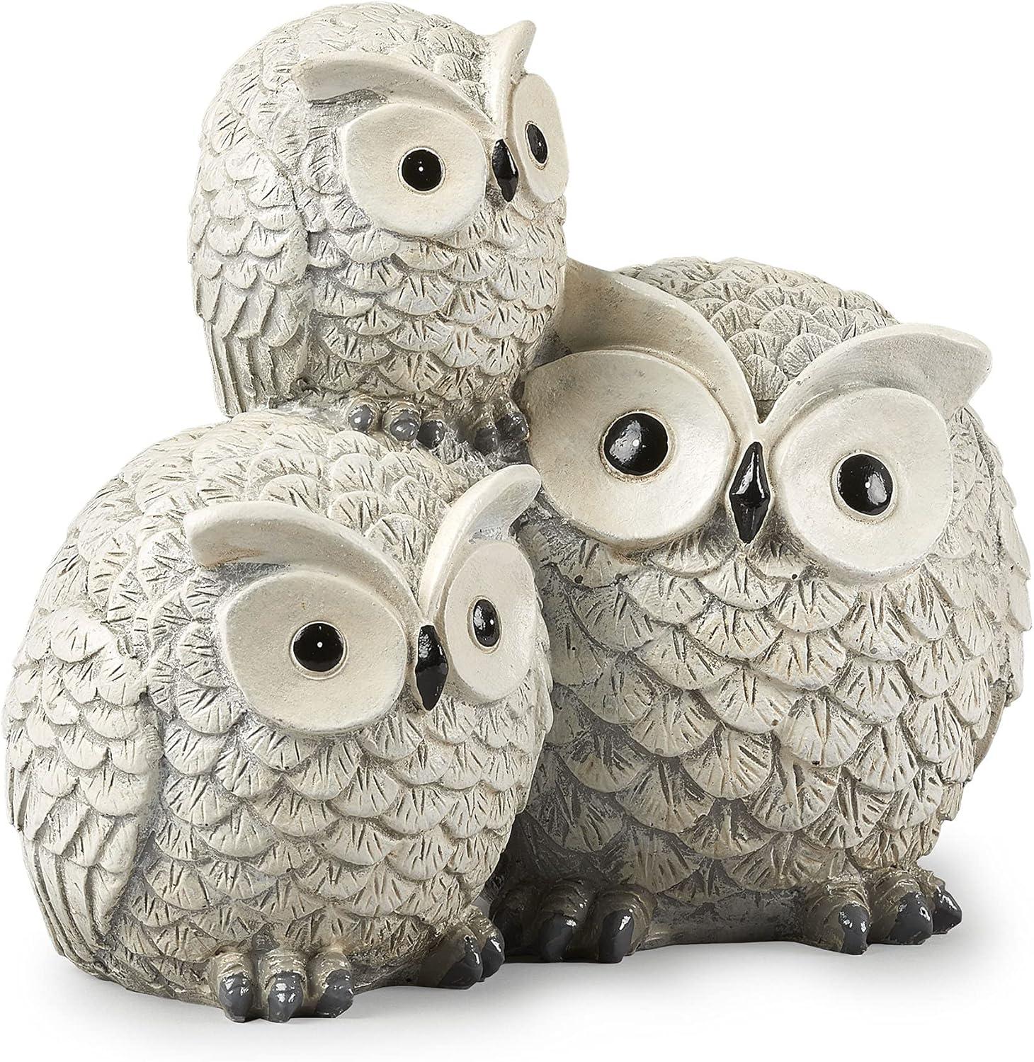 Gray Resin Stacked Owl Garden Statue