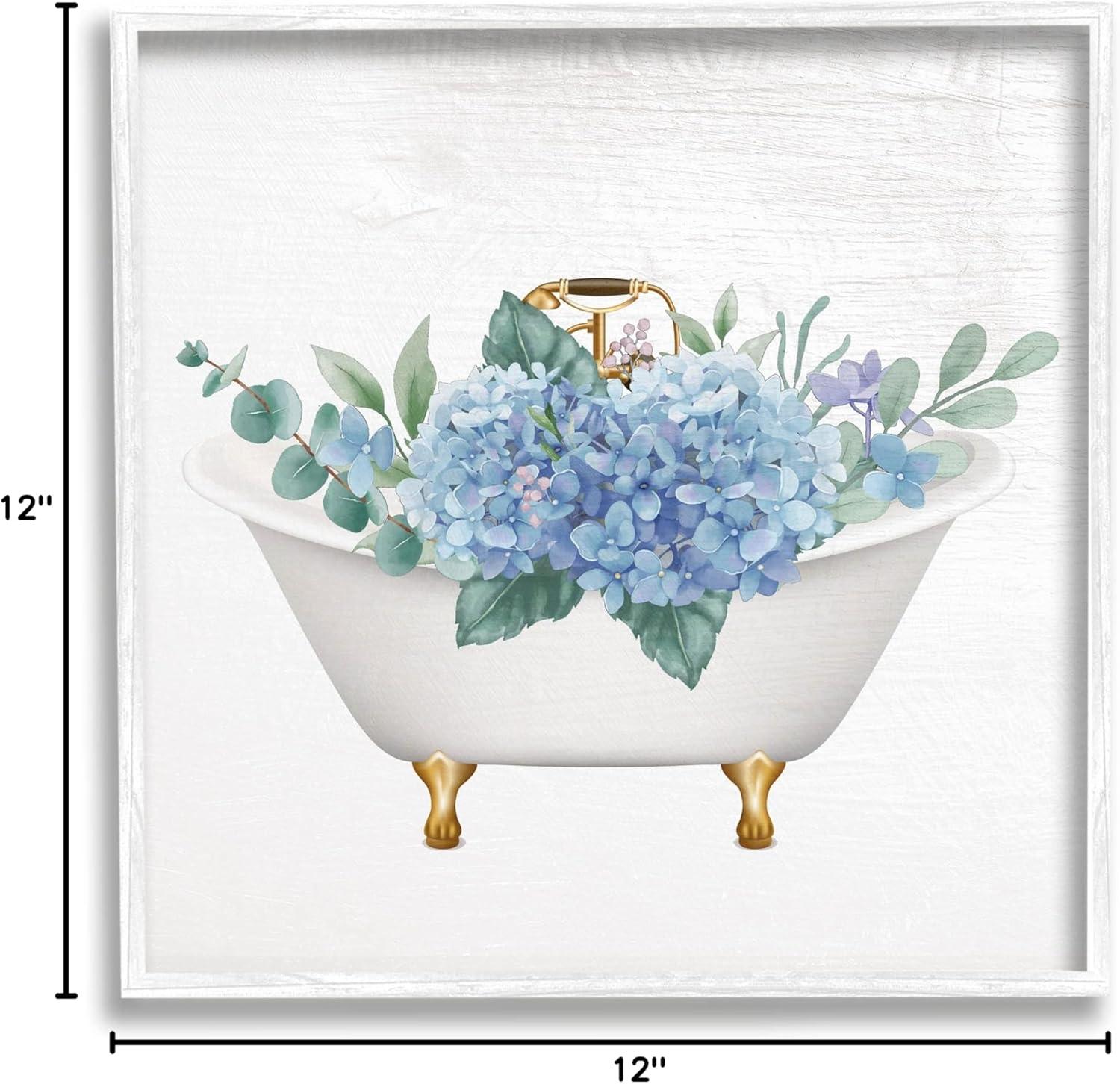 Stupell Industries Chic Bathtub Hydrangea Blossoms Framed Giclee Art