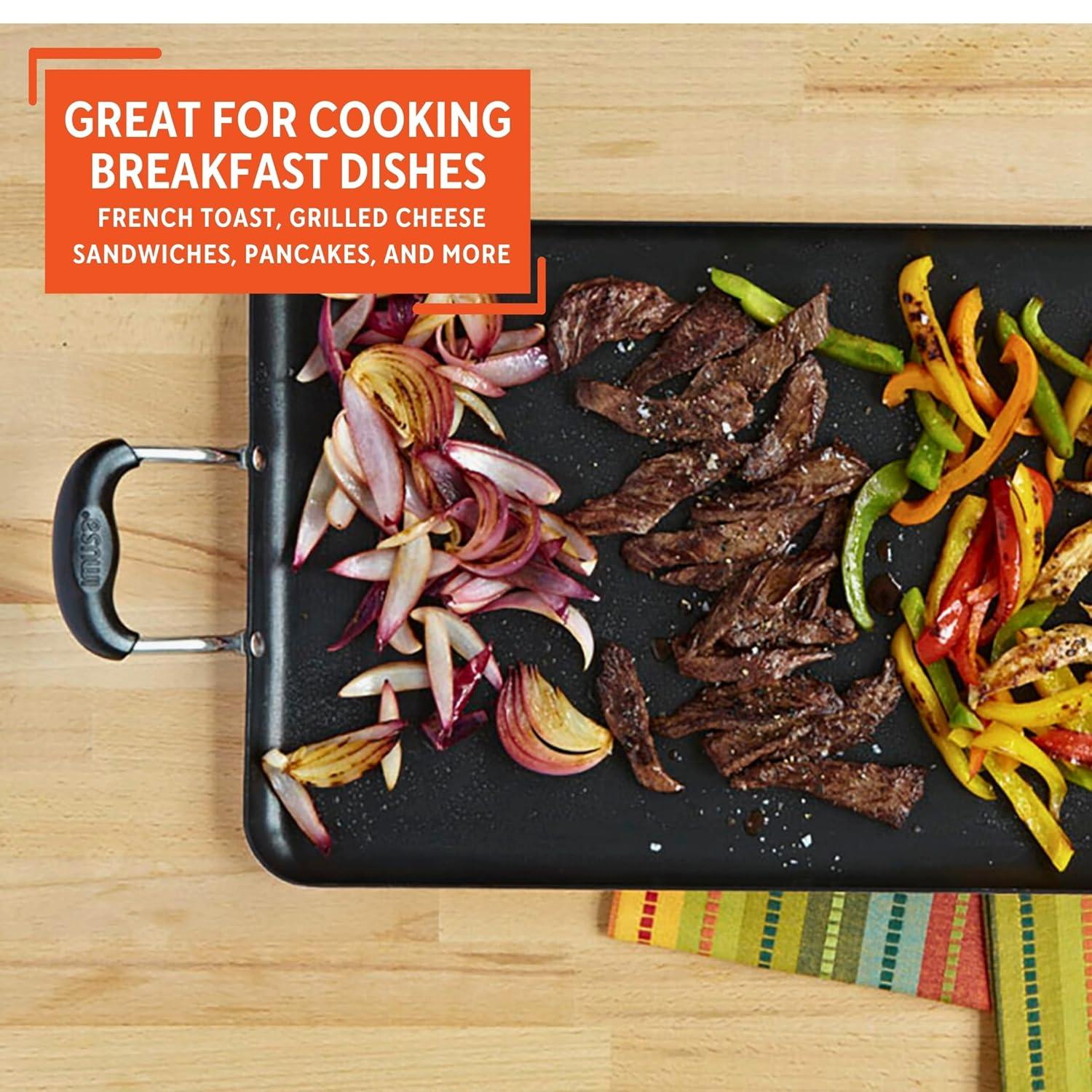 IMUSA 17"x10"Ceramic Double Burner Griddle Black: Stovetop Griddle, Aluminum, Hand Wash, Electric & Gas Compatible