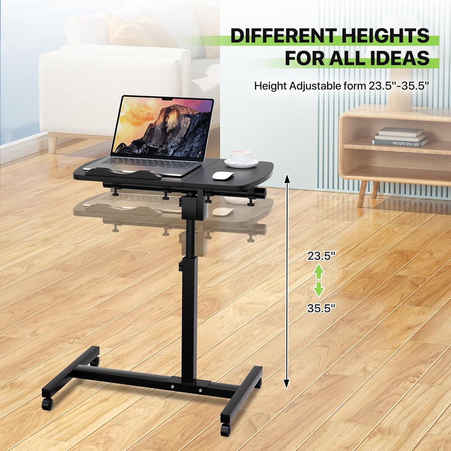 Bring Home Furniture Lifting Computer Desk, Multifunctional Standing Table, Laptop Cart with Mouse Pad for Small Spaces