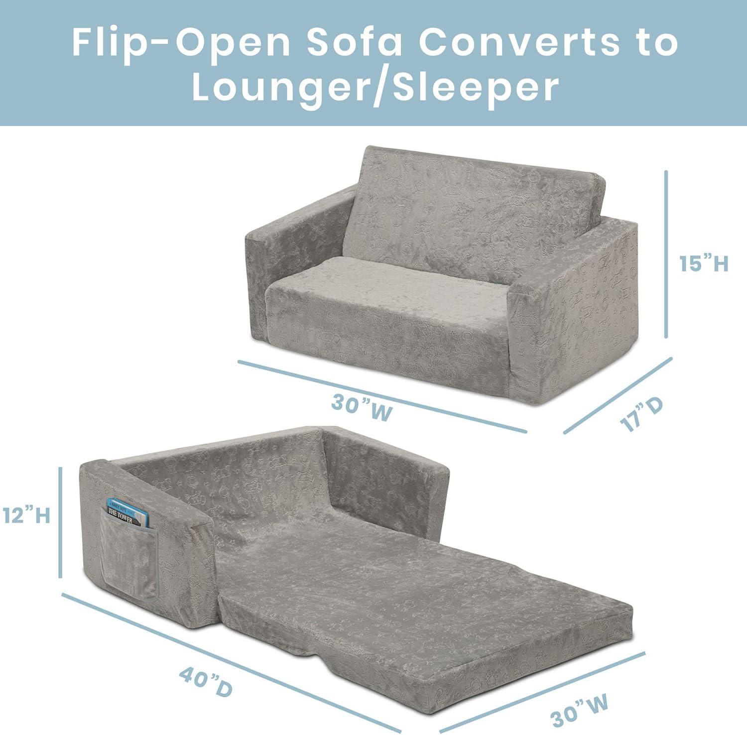 Serta Perfect Sleeper Extra Wide Comfy 2-in-1 Convertible Sofa to Lounger - Gray