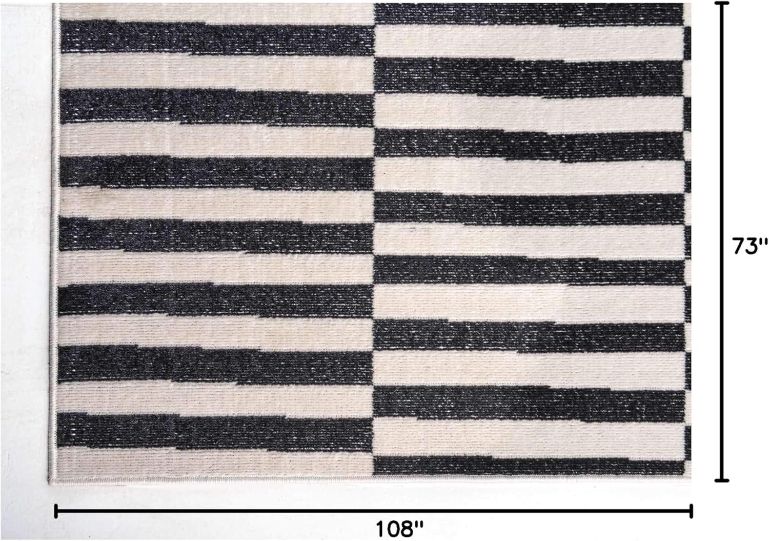 Unique Loom Williamsburg Collection Area Rug - Striped (6' x 9' Rectangle Black/Ivory)