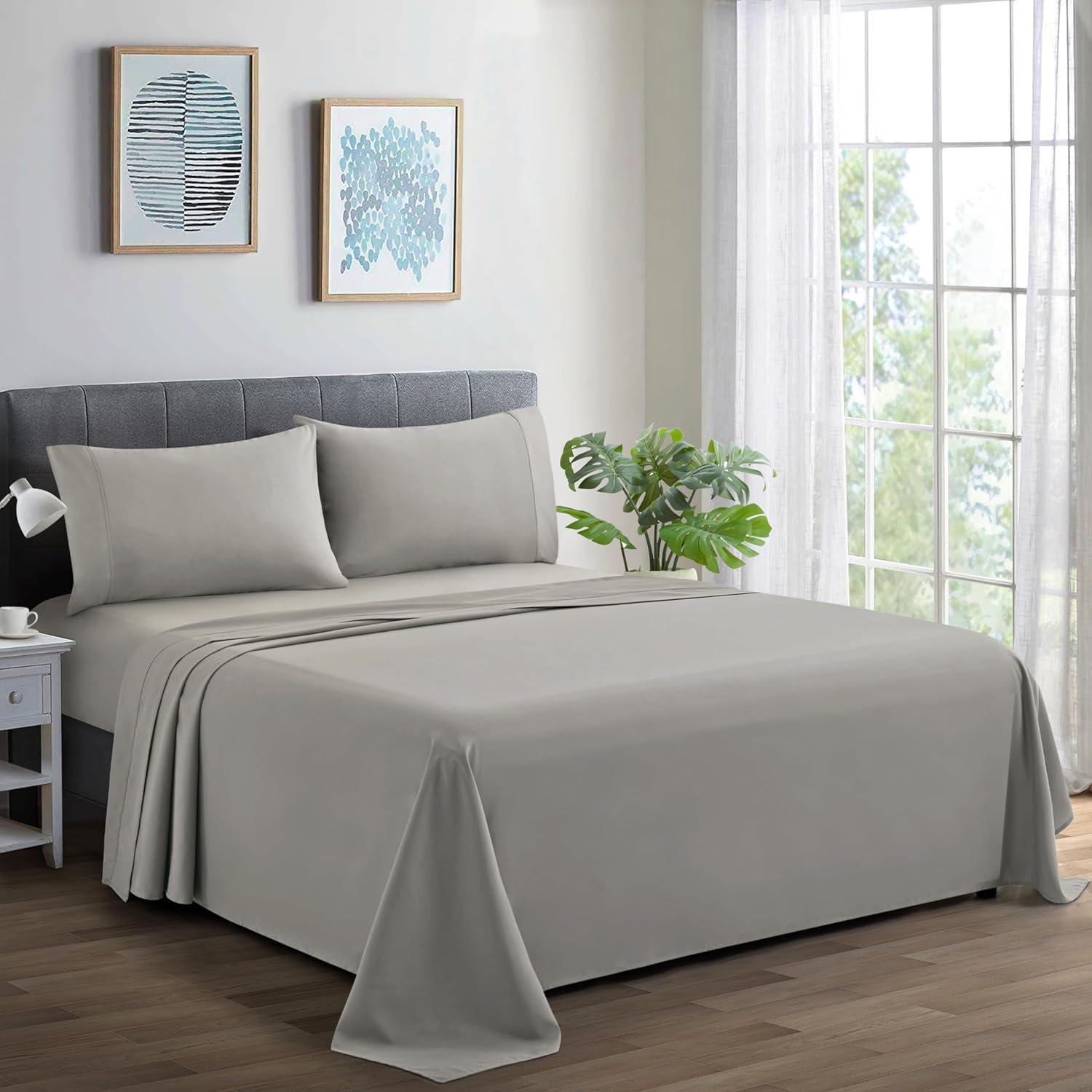 Taupe Queen Deep Pocket Satin Percale Sheet Set