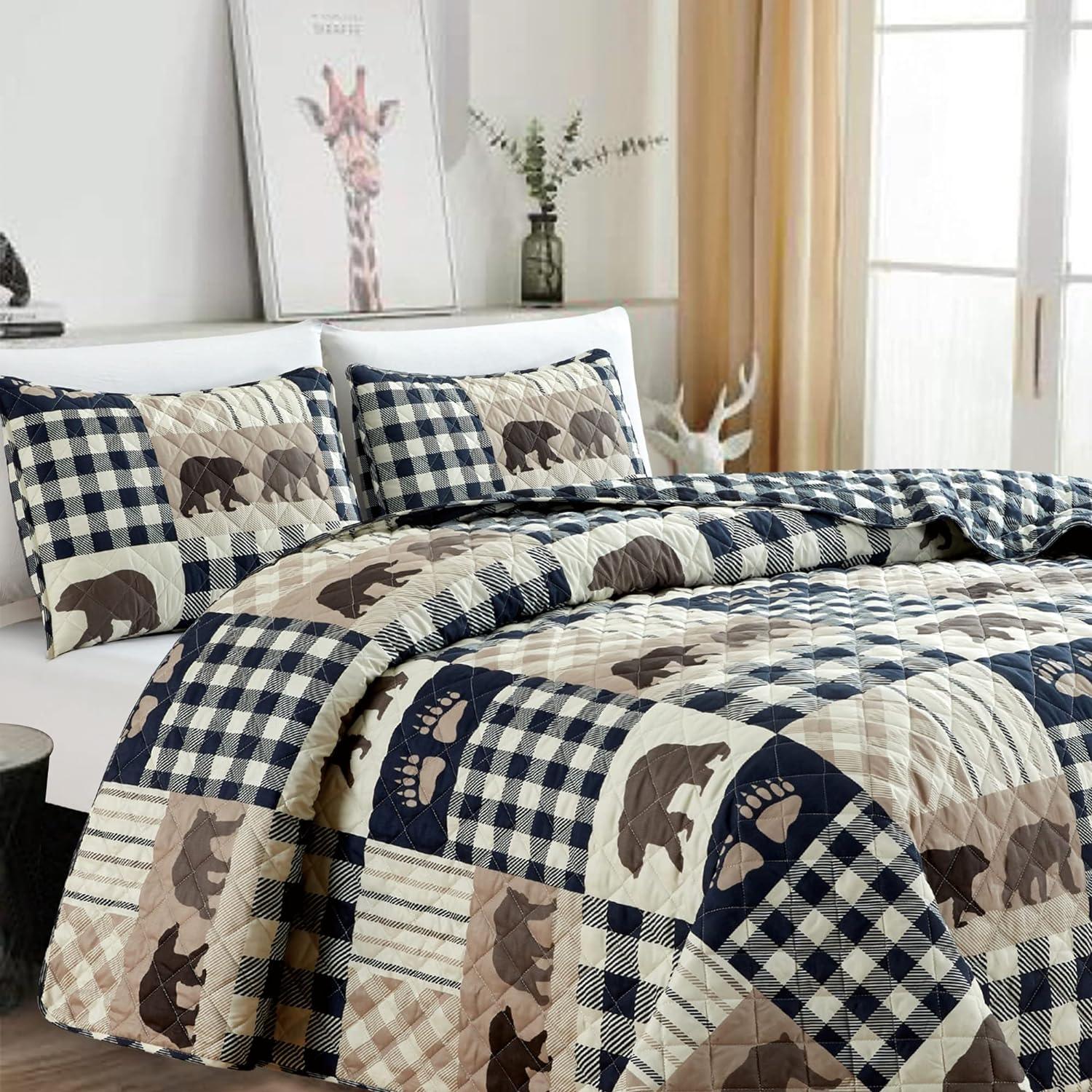 Market & Place Orson Bear Lodge Reversible Quilt Set