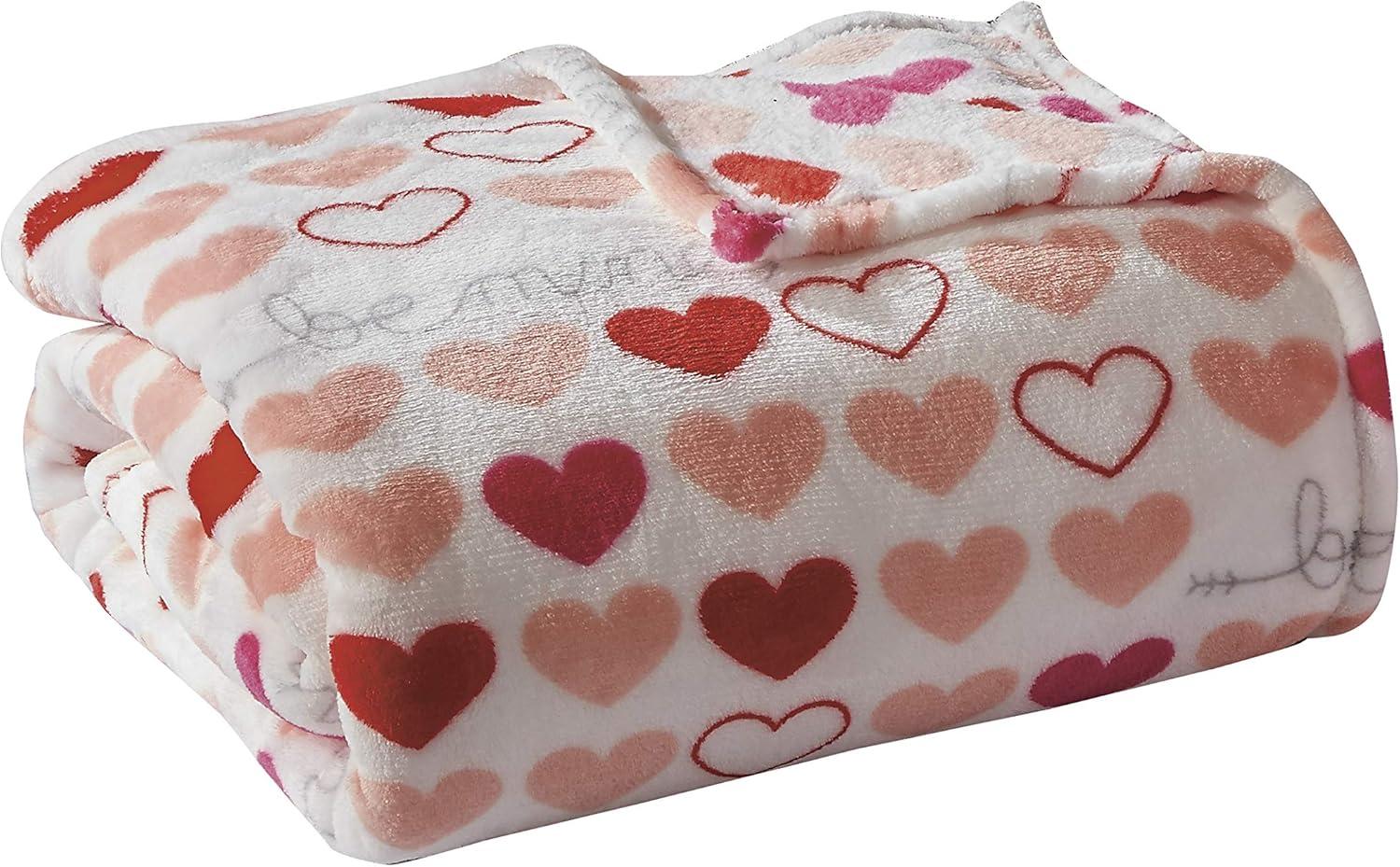 Red Valentines Throw Blanket Pink and Red Hearts Soft Fleece Valentine’s Day Blanket for Couch Sofa Bed 50” x 60”