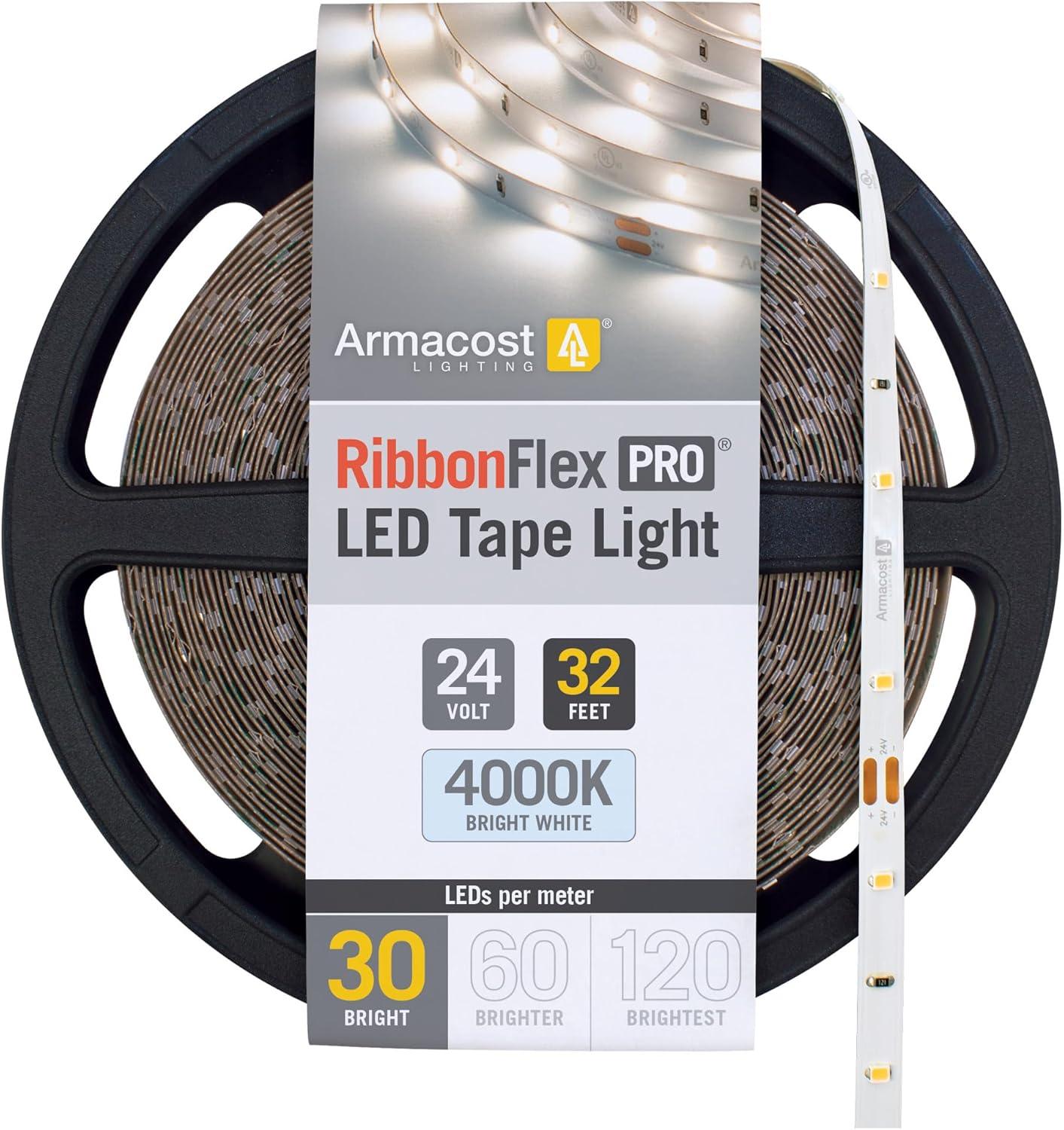 Armacost Lighting RibbonFlex Pro, 24V, 4000K, 30LEDs/M, IP20, 10M Under Cabinet Strip Light 154250