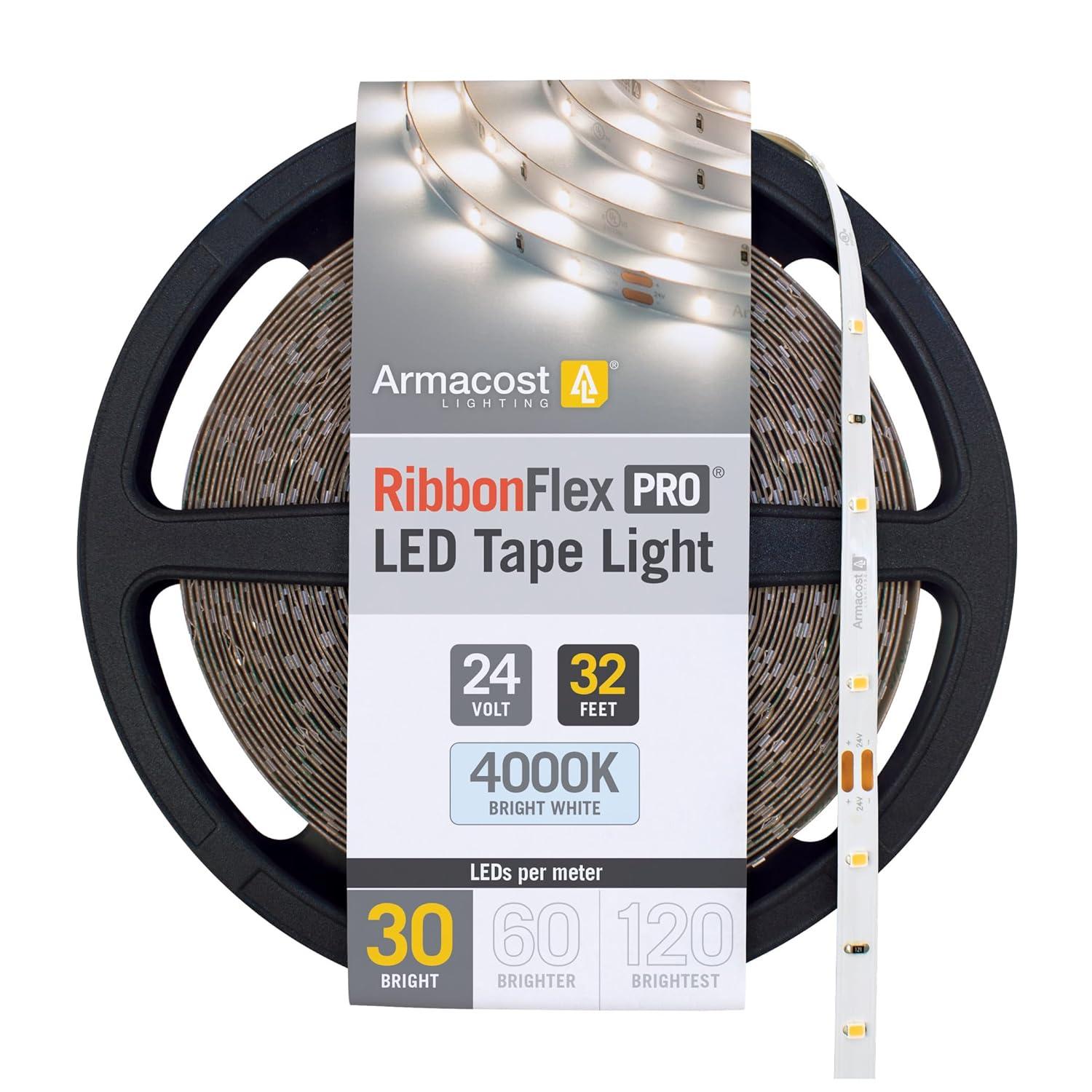 Armacost Lighting RibbonFlex Pro, 24V, 4000K, 30LEDs/M, IP20, 10M Under Cabinet Strip Light 154250