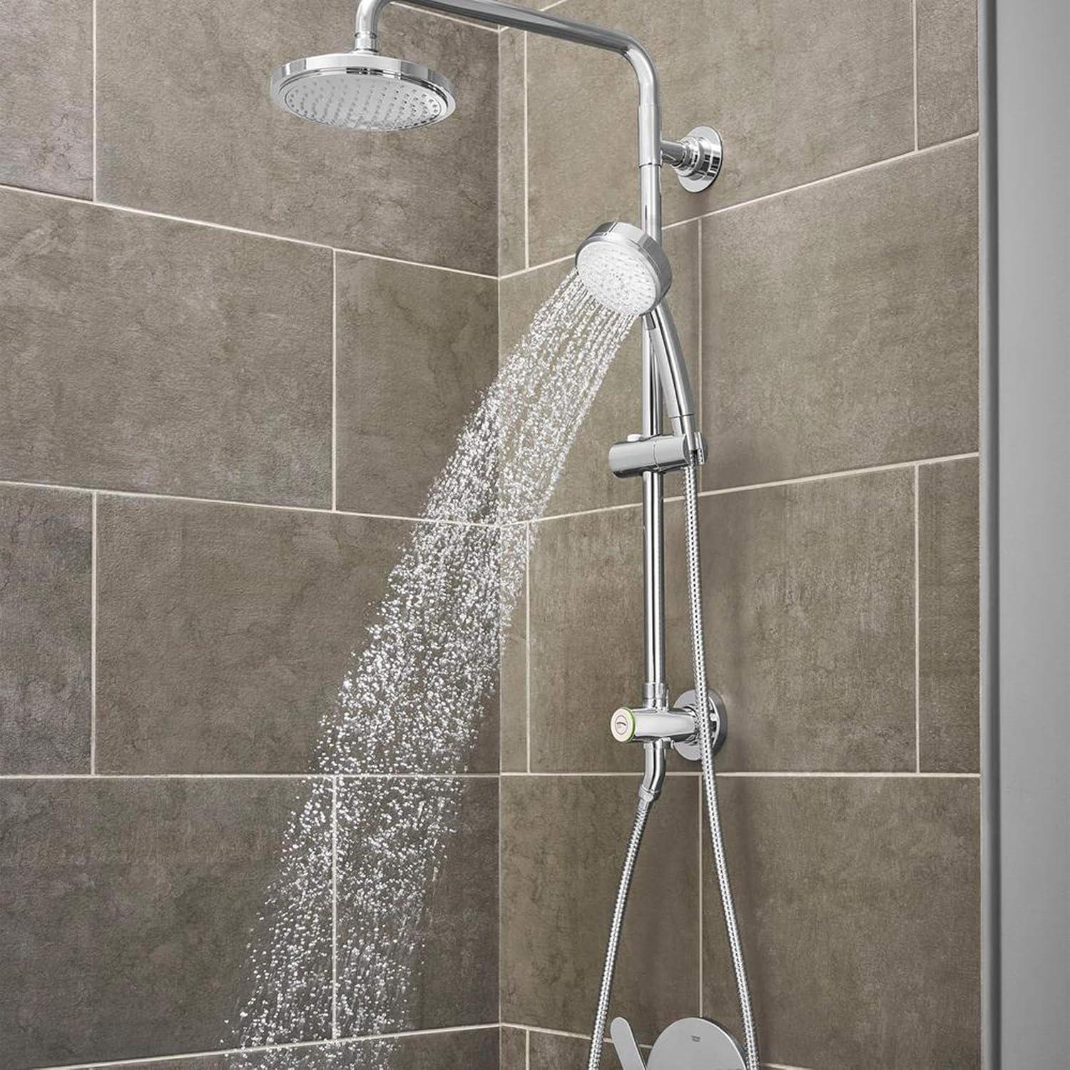 Chrome Dual Shower Head with Handheld and Adjustable Rail