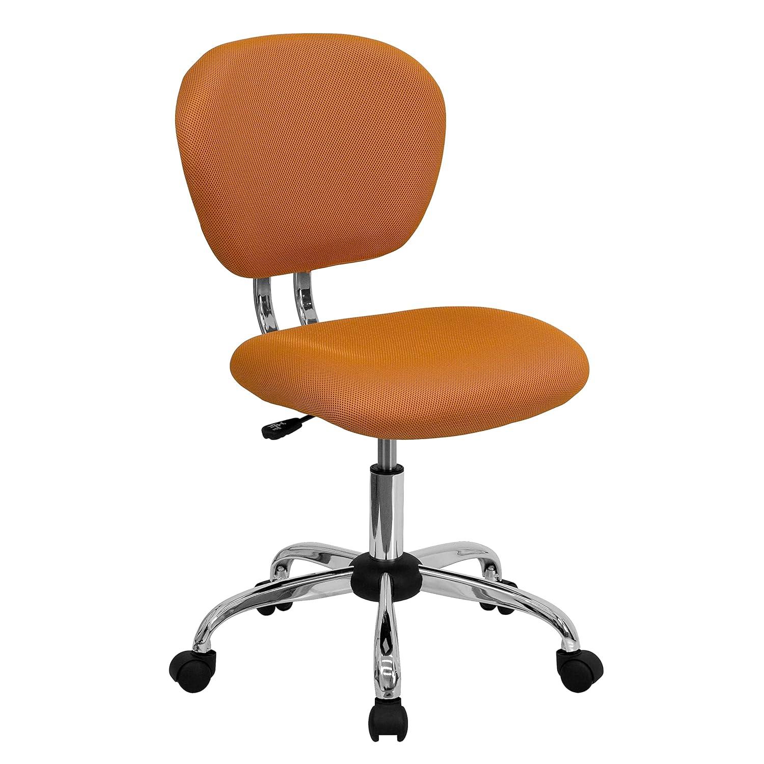 BizChair Mid-Back Orange Mesh Padded Swivel Task Office Chair with Chrome Base