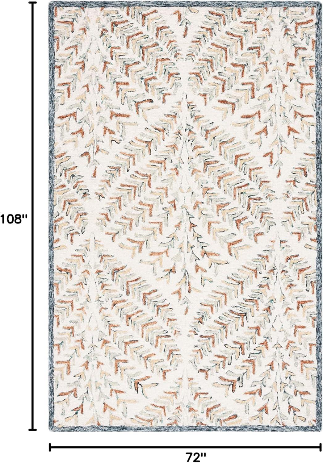 SAFAVIEH Capri Proinsias Leaves Wool Area Rug, Ivory/Green, 6' x 9'