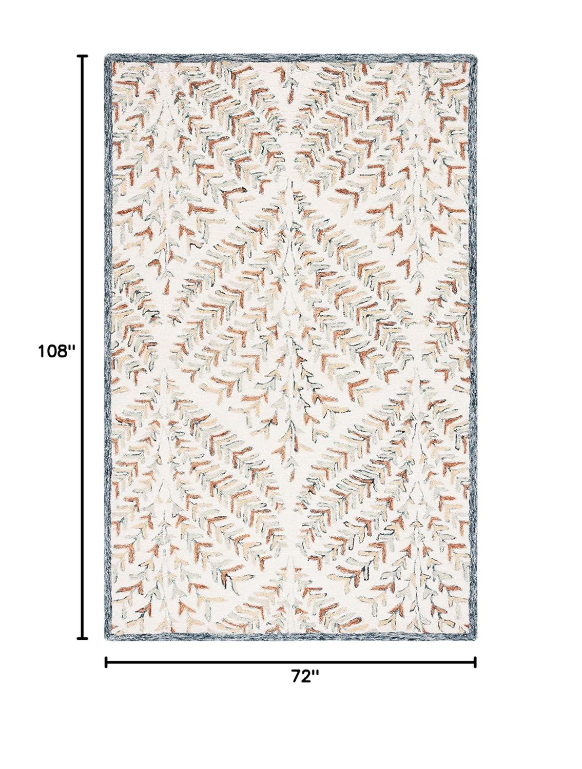 SAFAVIEH Capri Proinsias Leaves Wool Area Rug, Ivory/Green, 6' x 9'