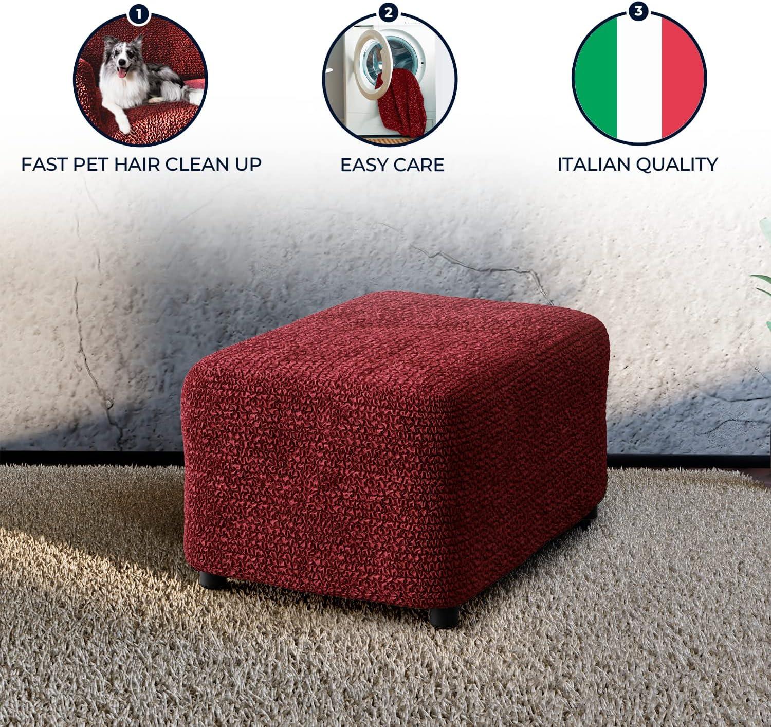 Stretchy Slipcover for Ottoman - Easy to Clean & Durable - Microfibra Collection