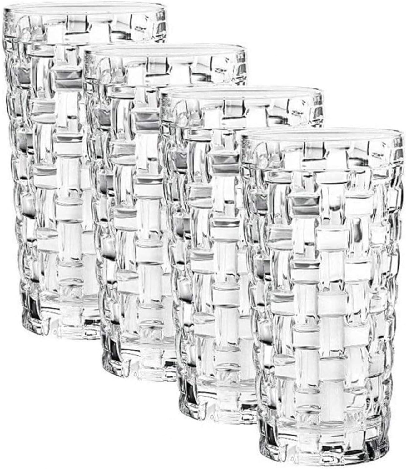 Bossa Nova Clear Crystal Long Drink Glass Set of 4