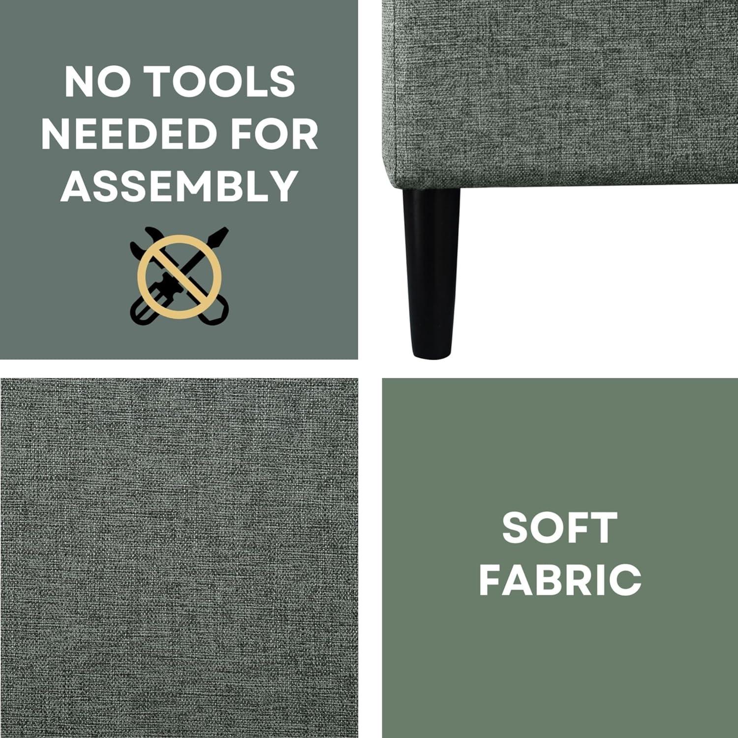 Convenience Concepts Designs4Comfort Magnolia Storage Ottoman with Reversible Trays, Light Charcoal Gray Fabric