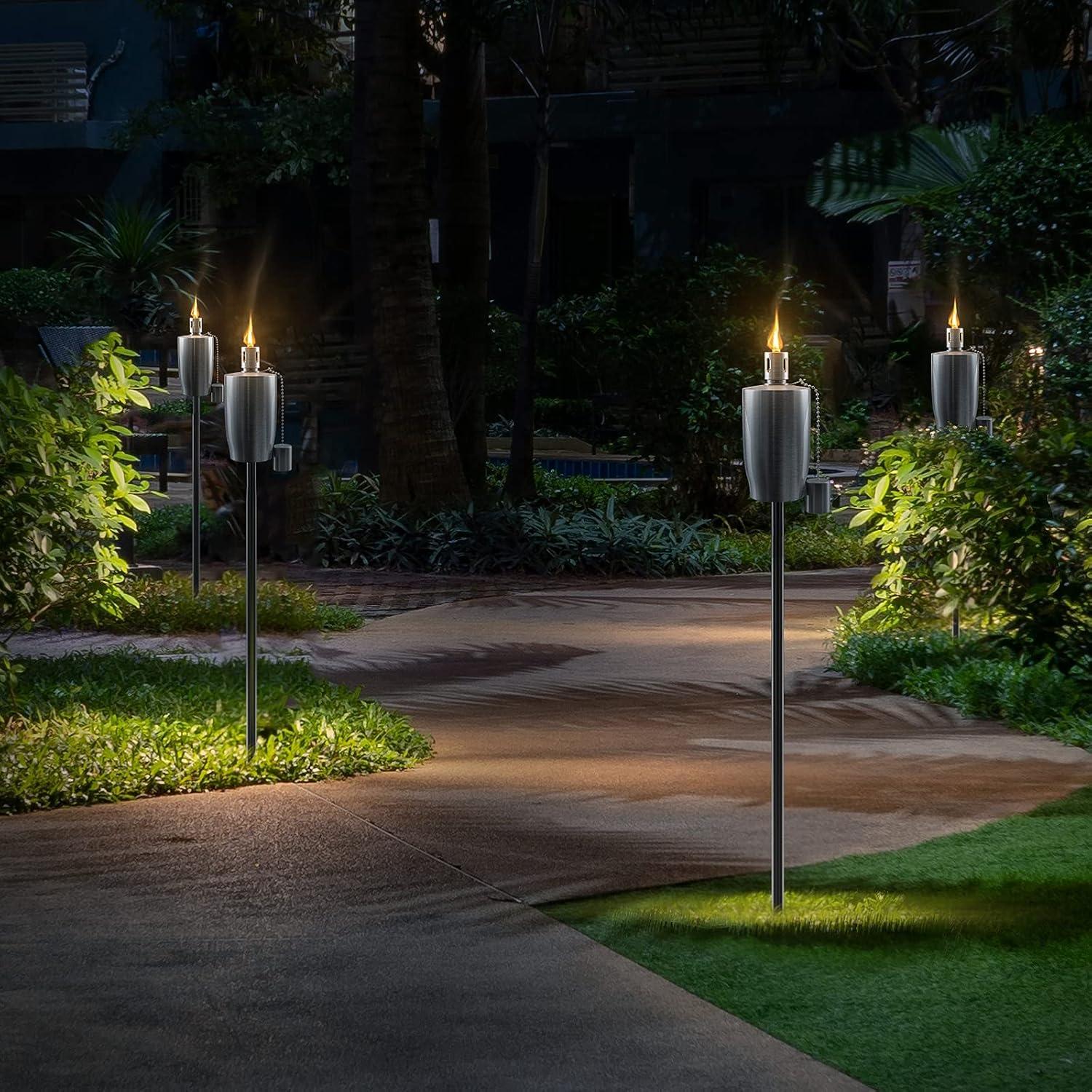 Matney Sorbus Garden Tiki Torches 60" Oil Lamp Fiberglass Wick (Set of 2)