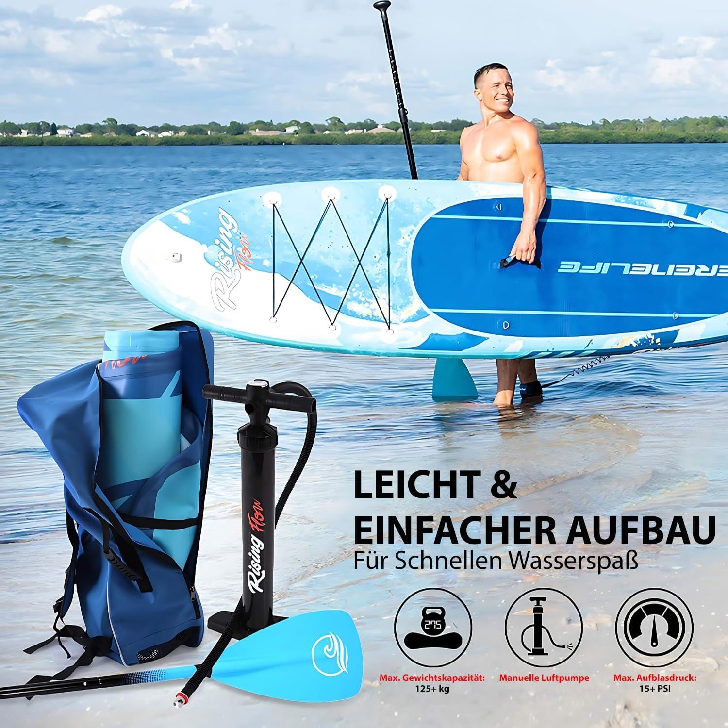 Serenelife Inflatable Stand Up Paddle Board (6 Inches Thick) With Premium SUP Accessories & Carry Bag | Wide Stance, Bottom Fin For Paddling, Surf Control, Non-Slip Deck | Youth & Adult Standing Boat