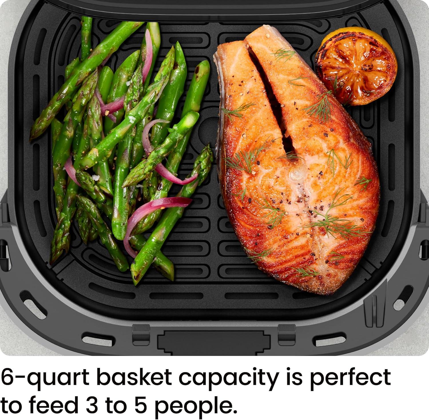 Chefman TurboFry® Touch 6-Qt Easy-View Air Fryer w/ 4 Cooking Presets and 450°F Hi-Fry Button - Gray, New