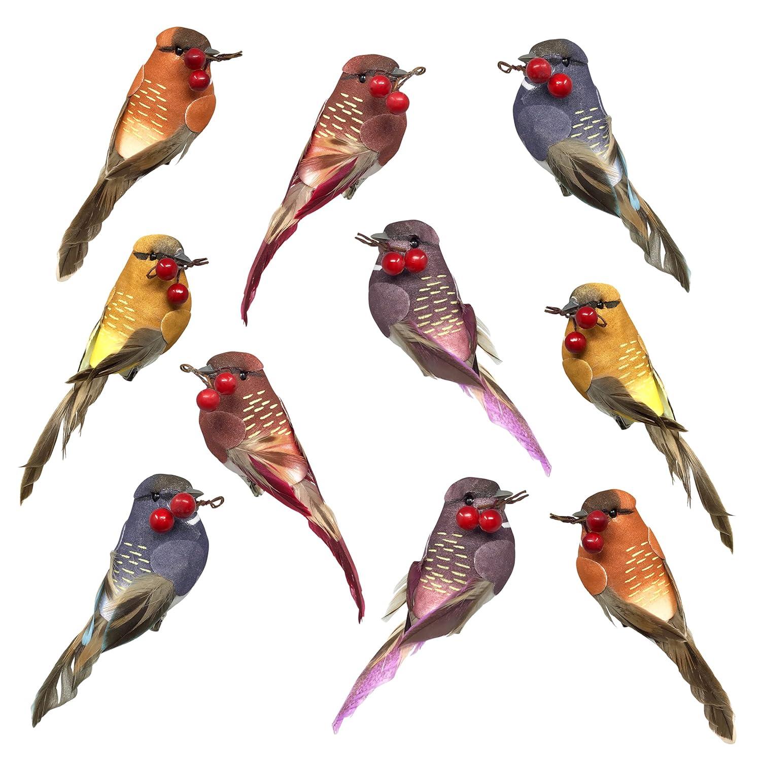 Songbird Christmas Ornaments - Set of 10 Clip Ons