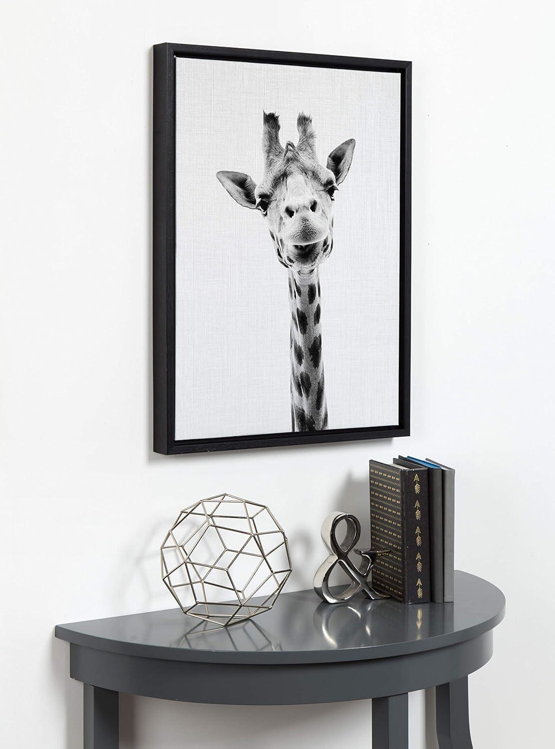 18" x 24" Sylvie Giraffe Framed Canvas by Simon Te Tai Black - Kate & Laurel All Things Decor