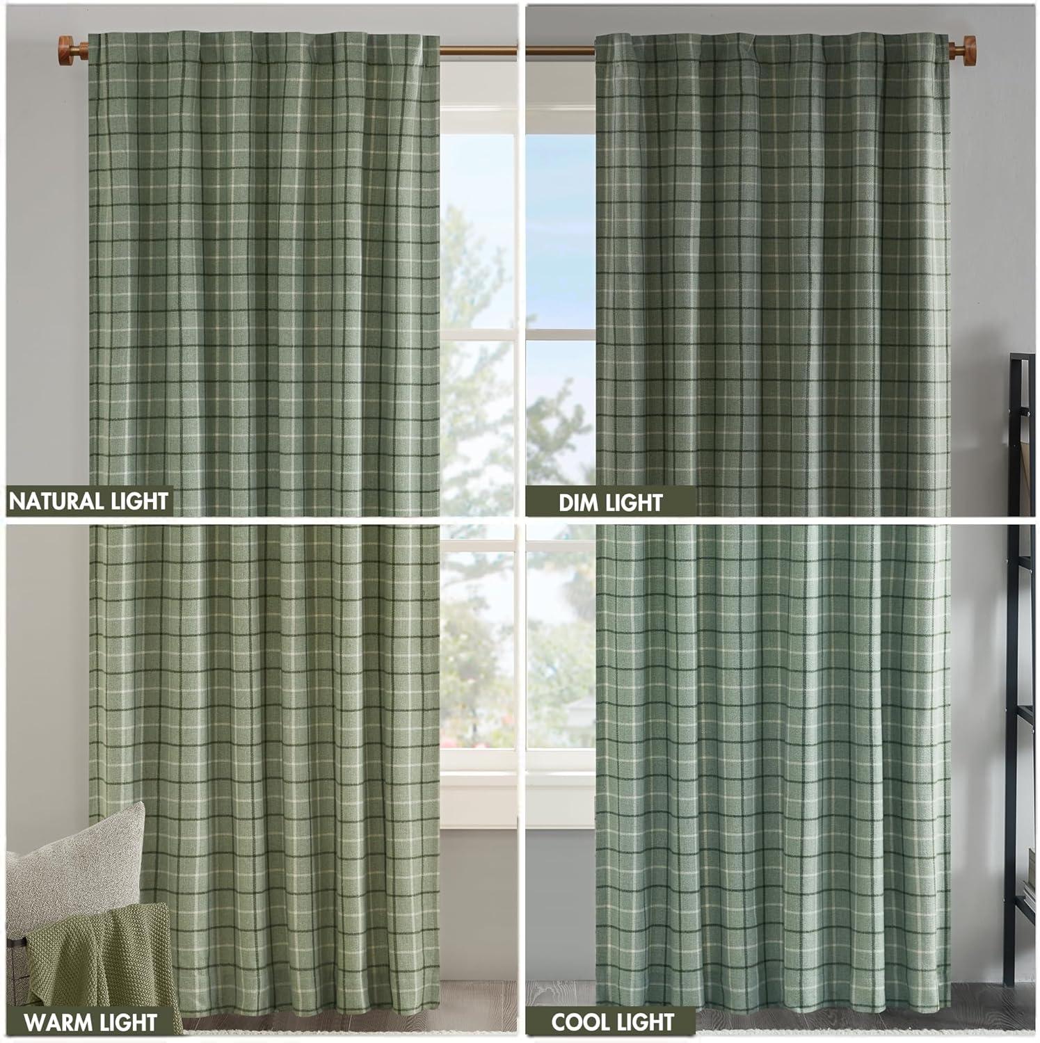 Anaheim Woven Plaid Room Darkening Thermal Fleece Lined Single Curtain Panel