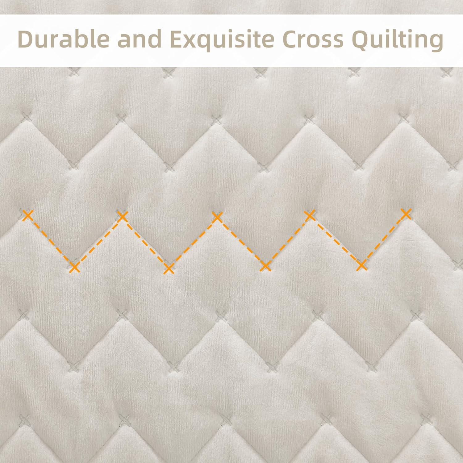 Chezmoi Collection Diamond Stitch Reversible Plush Distressed Velvet Quilt Set