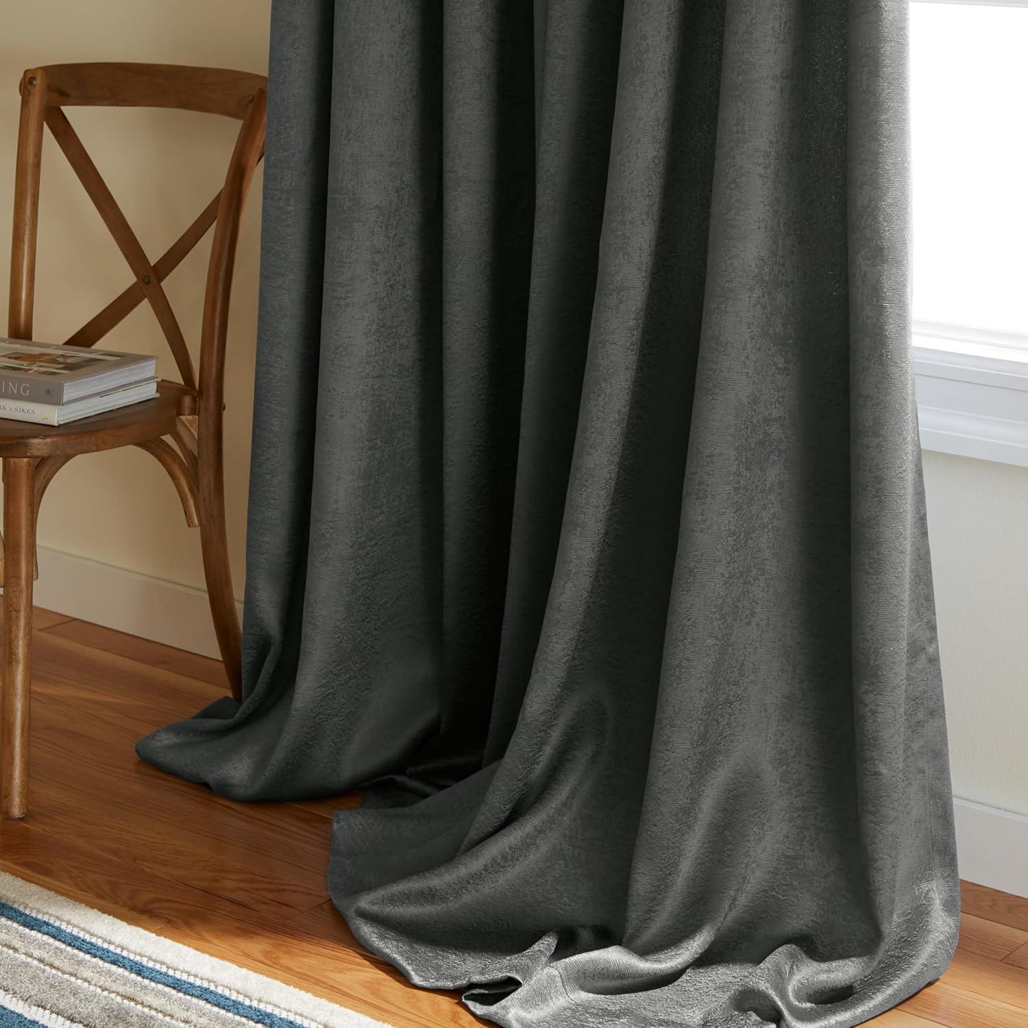 Exclusive Home Oxford Textured Sateen Thermal Room Darkening Grommet Top Window Curtain Panel Pair